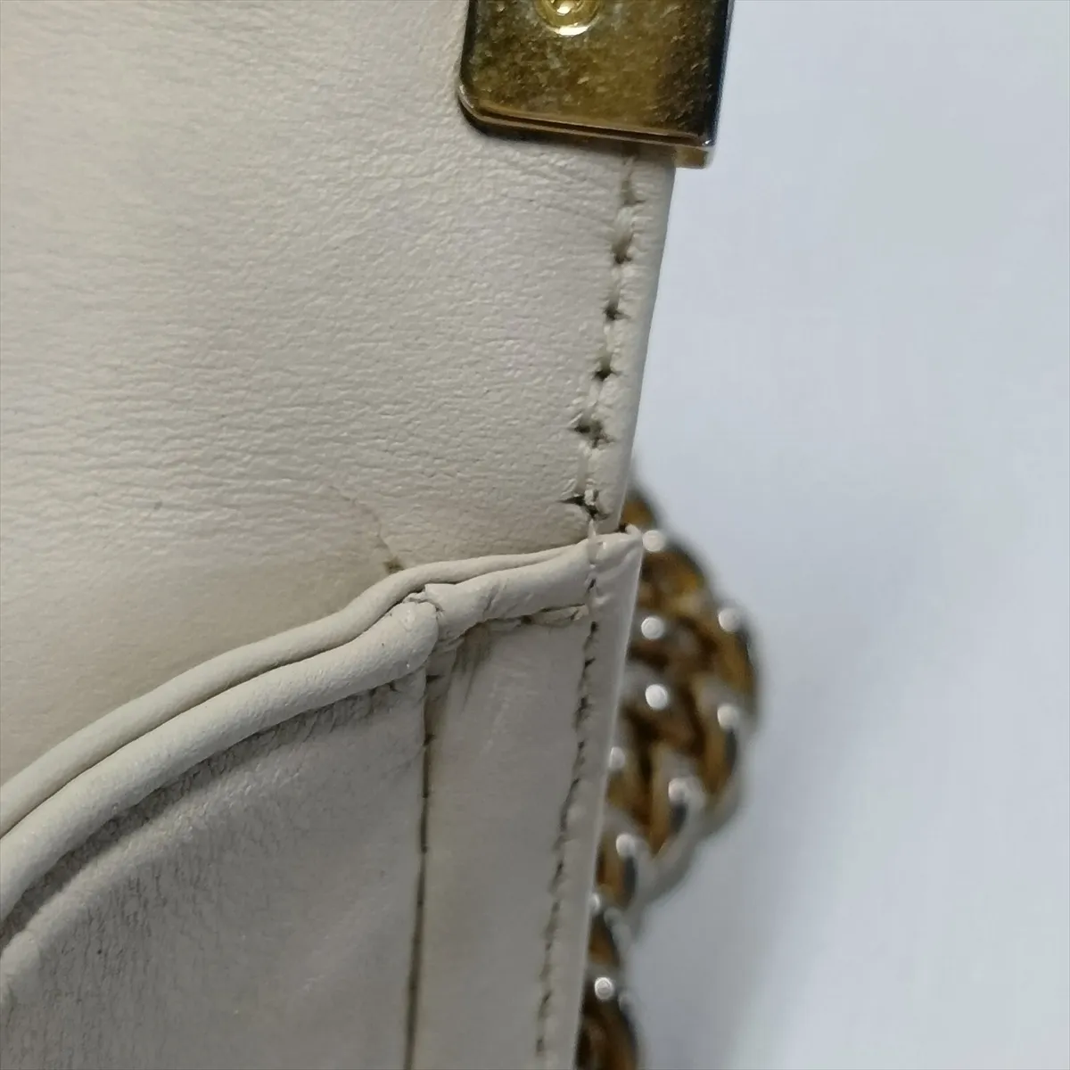 Boy Chanel 20 Small Leather Chain Shoulder Bag, Chevron V-stitch, Beige x Khaki, Gold Hardware, A67085 — view 14