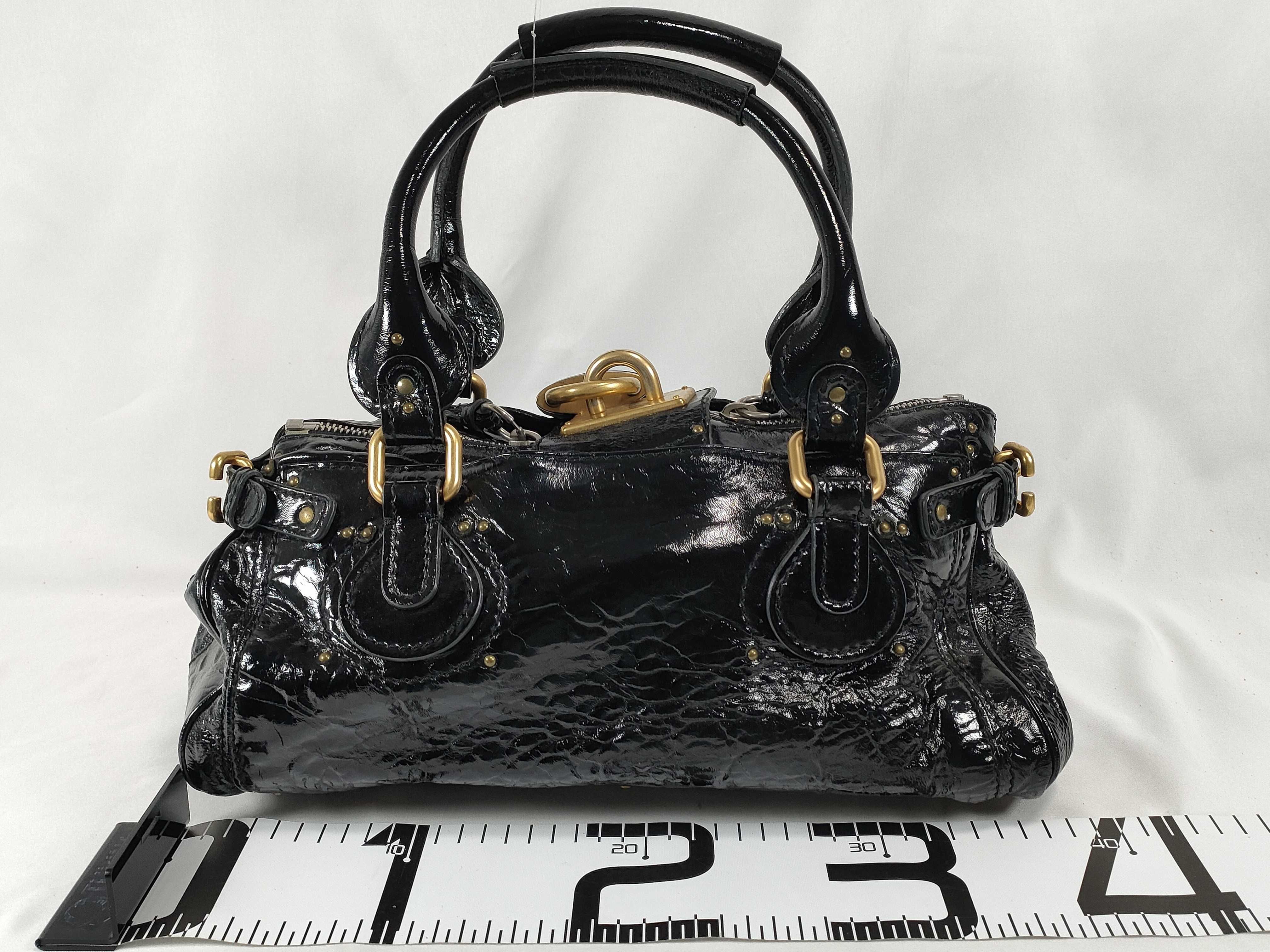 Paddington Patent Leather Handbag, Black — view 2