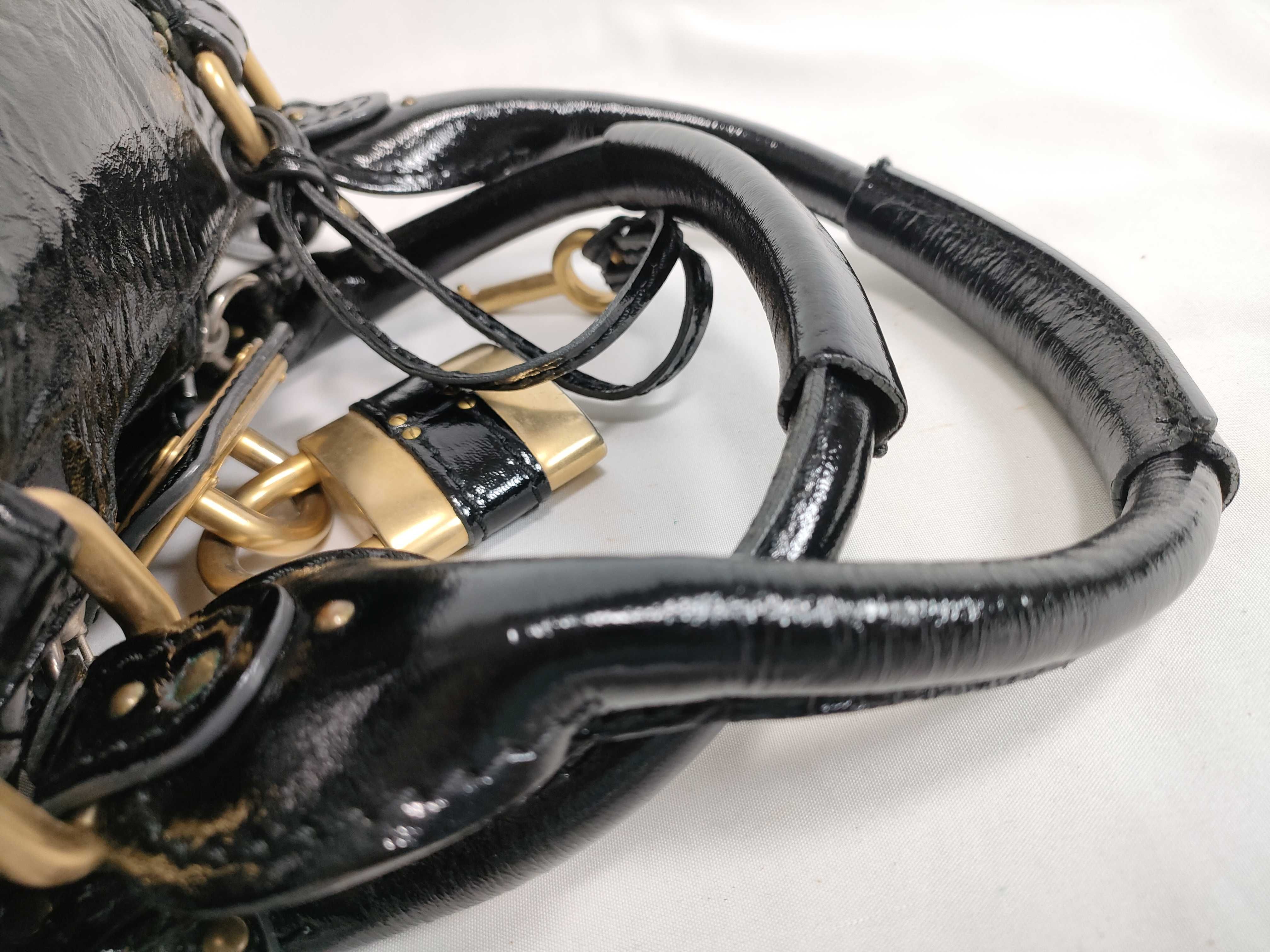 Paddington Patent Leather Handbag, Black — view 3