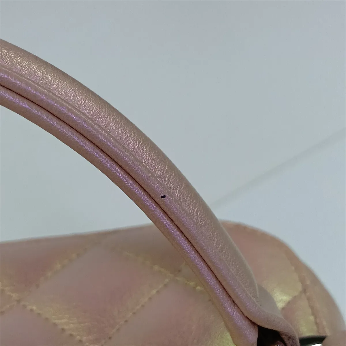 Matelassé Leather 2-Way Handbag Vanity Case Pink Silver Hardware NL30971C Random Plate — view 14