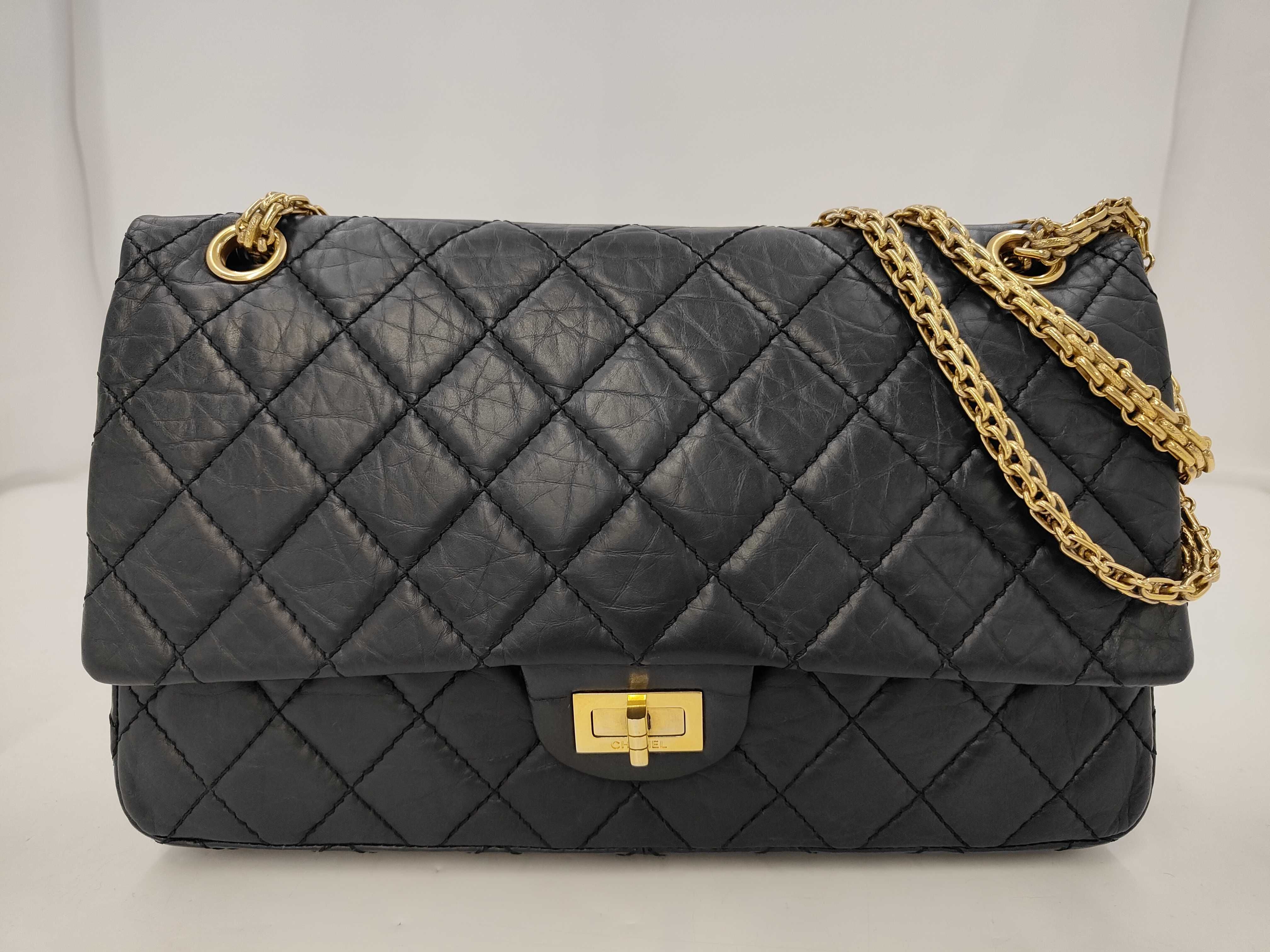 2.55 Double Flap Calfskin Black GP Shoulder Bag