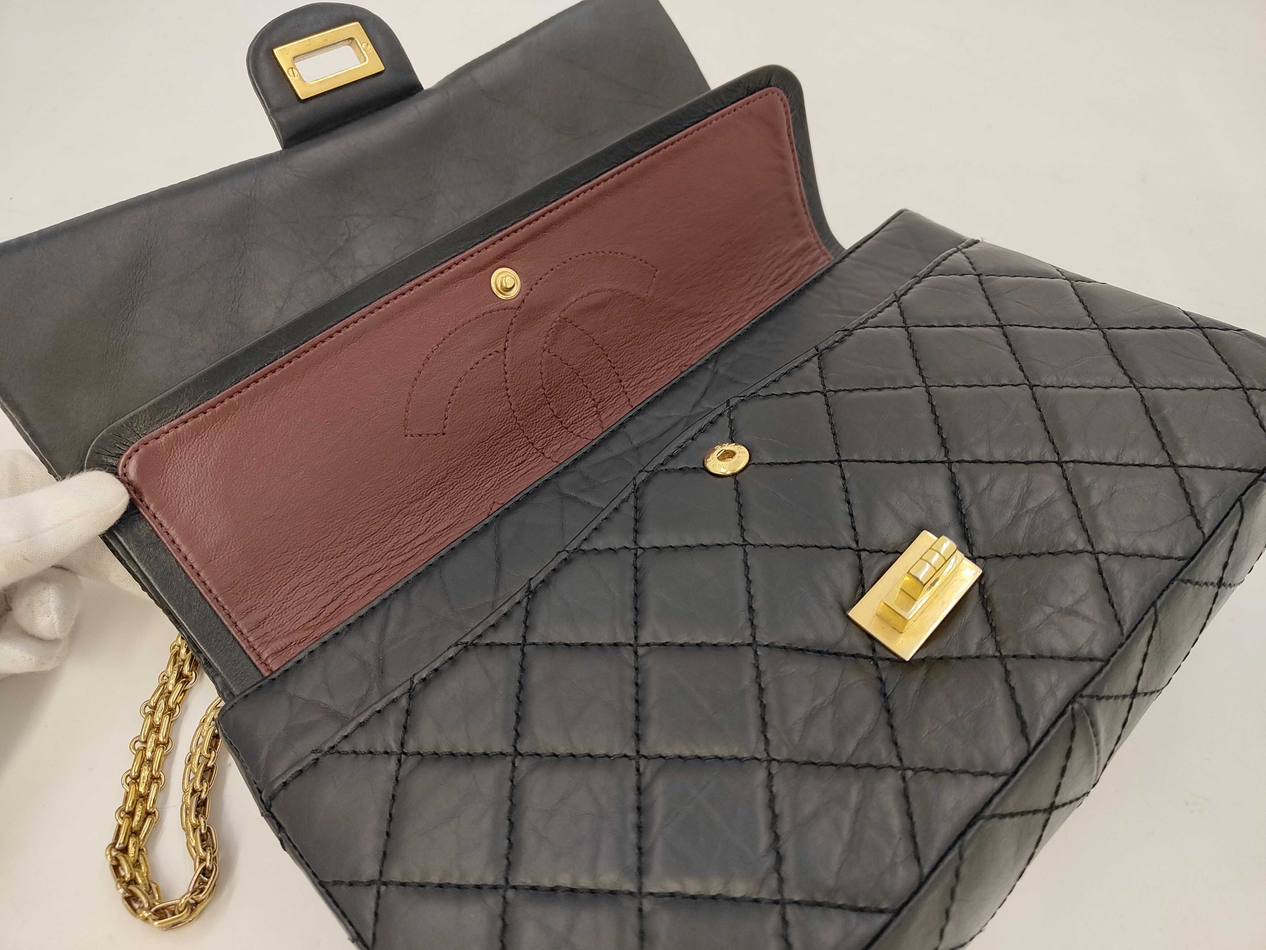 2.55 Double Flap Calfskin Black GP Shoulder Bag — view 8