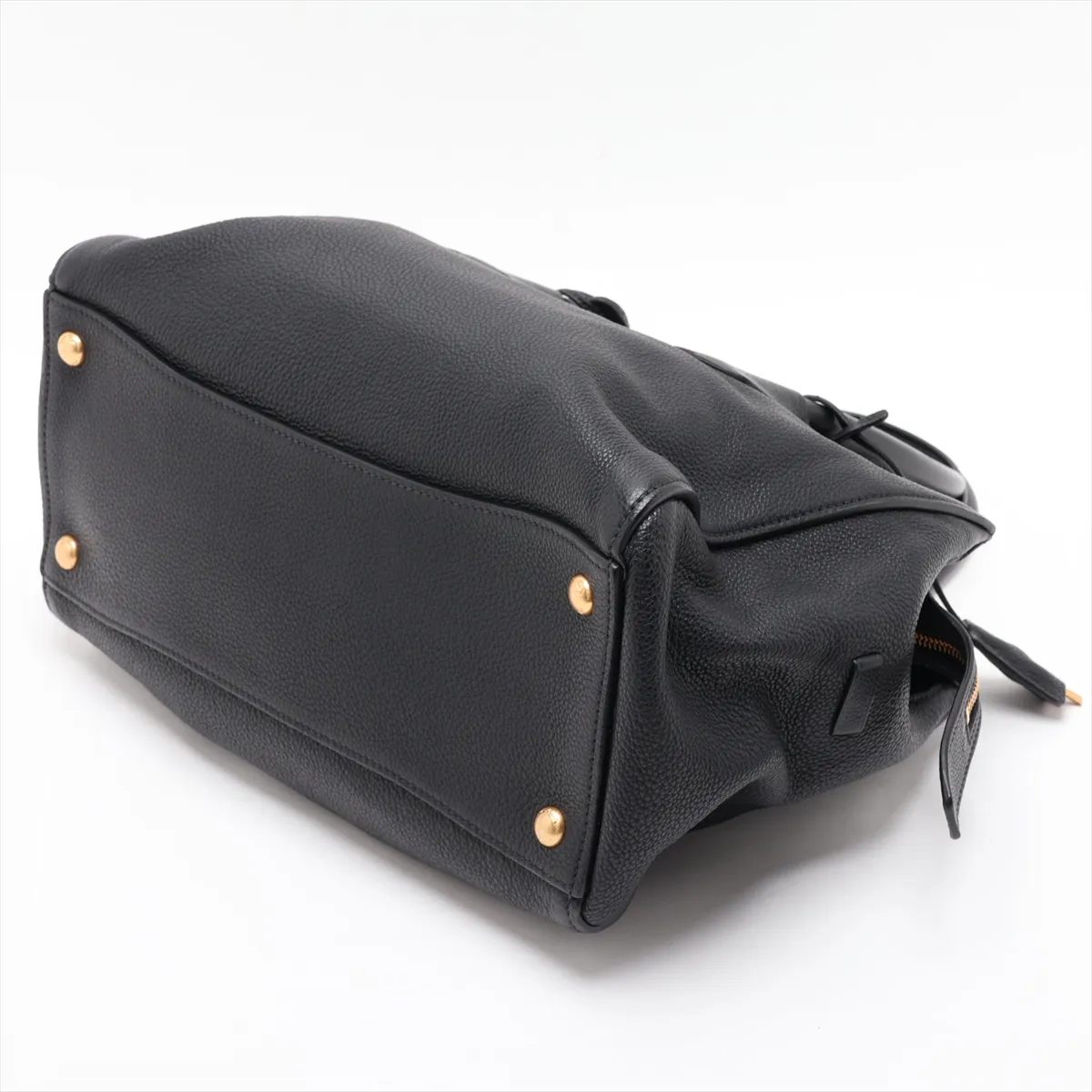 Vitello Grain Leather 2-Way Handbag, Black BN2769 — view 3