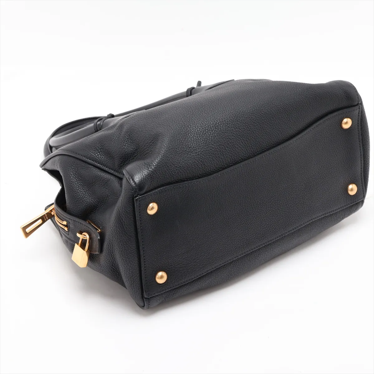 Vitello Grain Leather 2-Way Handbag, Black BN2769 — view 4