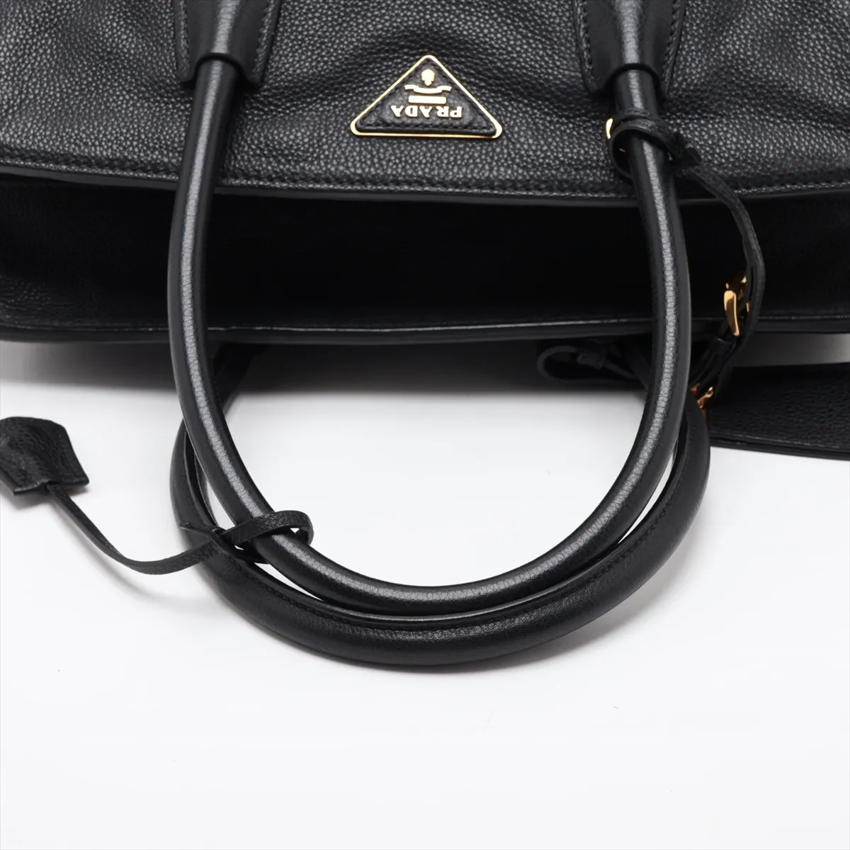 Vitello Grain Leather 2-Way Handbag, Black BN2769 — view 5
