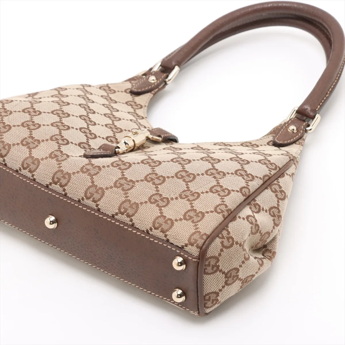 New Jackie Canvas x Leather Handbag Beige x Brown 145824 — view 3