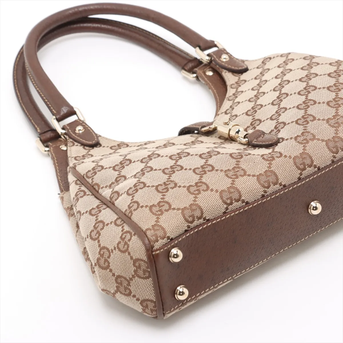 New Jackie Canvas x Leather Handbag Beige x Brown 145824 — view 4