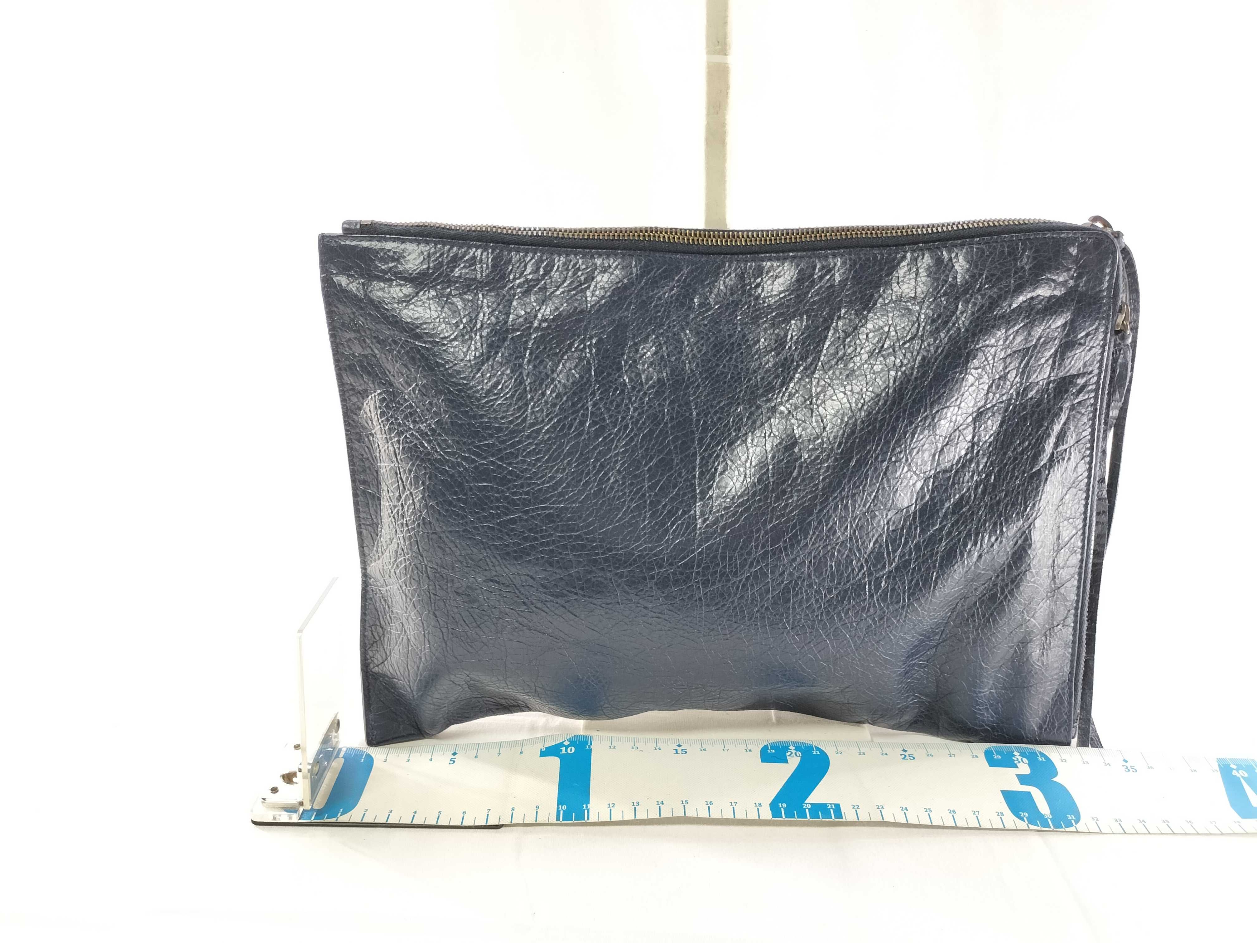 Clutch Bag, Leather, 362967, Navy Blue — view 2