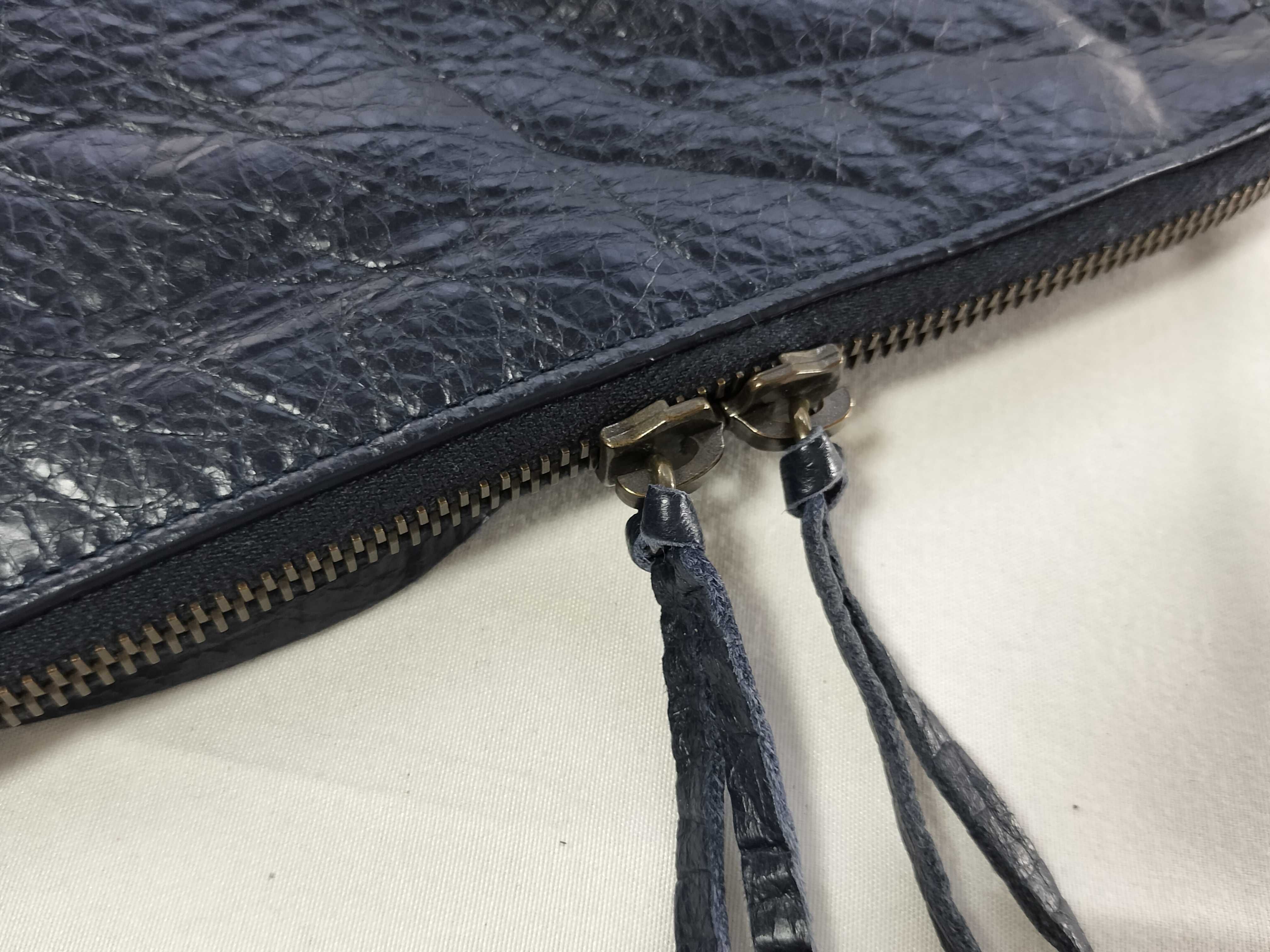 Clutch Bag, Leather, 362967, Navy Blue — view 10