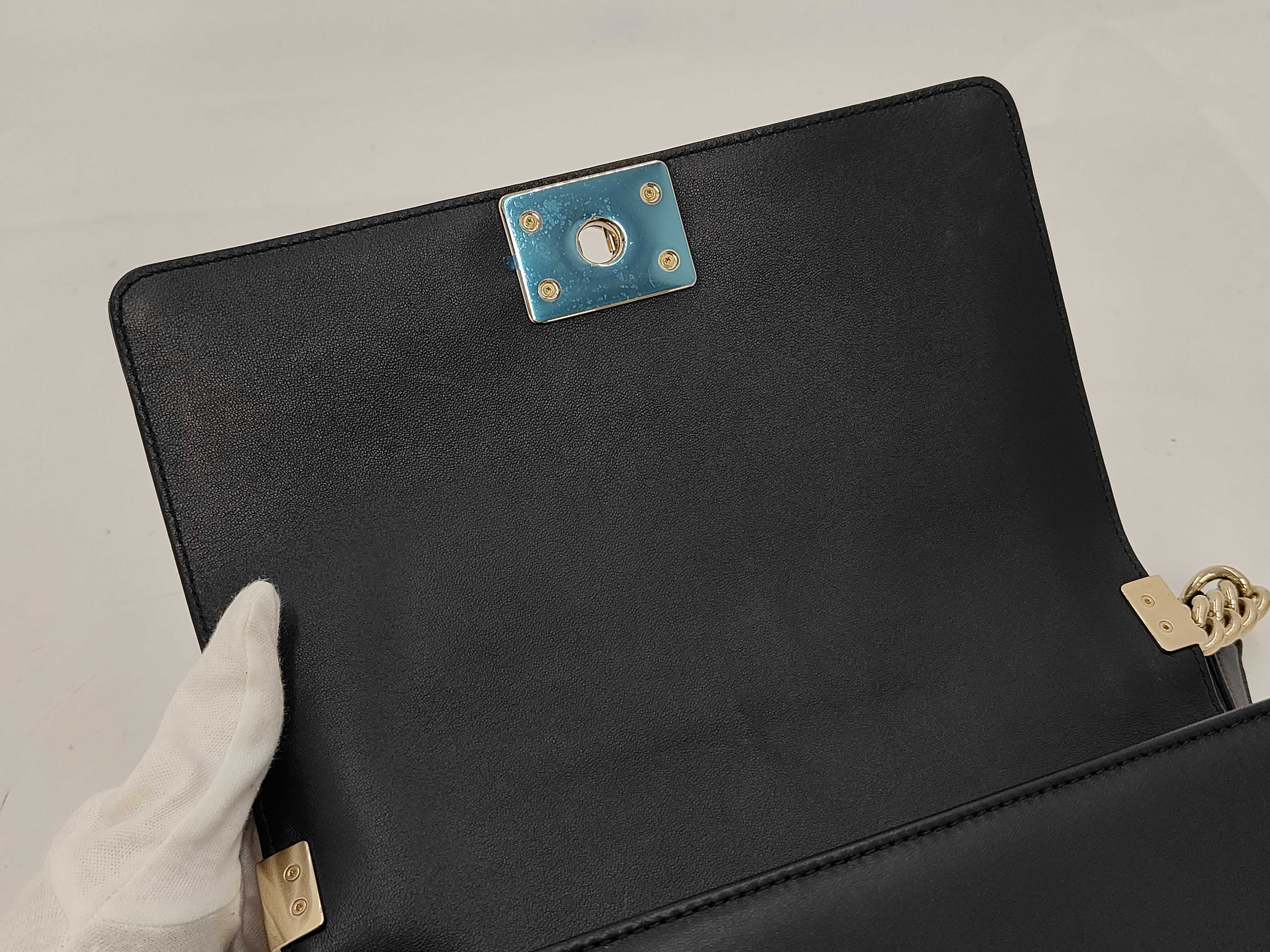 Boy Chanel Lambskin Chain Shoulder Bag, Black with Gold Hardware, with original seal, item number 22. — view 11