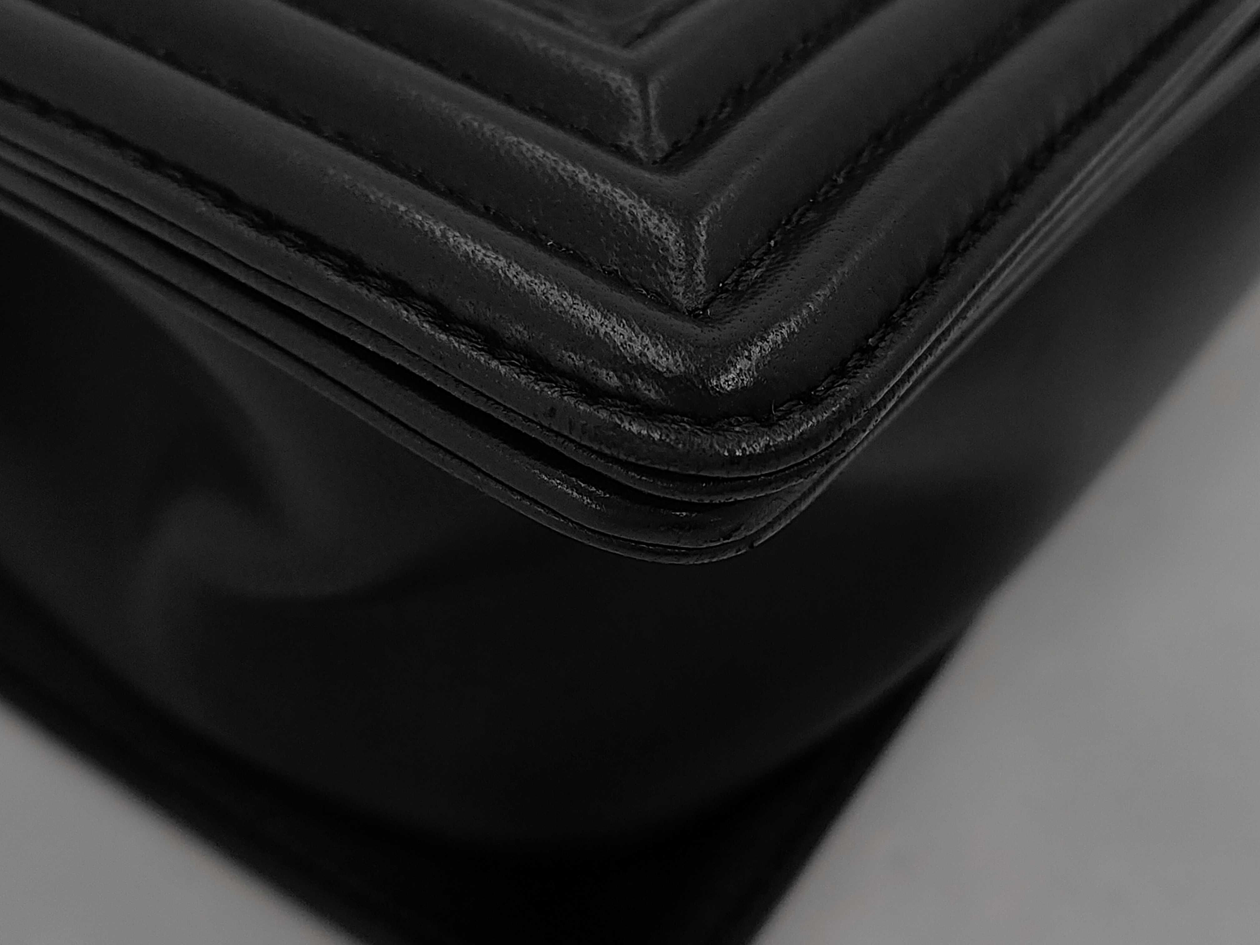 Boy Chanel Lambskin Chain Shoulder Bag, Black with Gold Hardware, with original seal, item number 22. — view 3