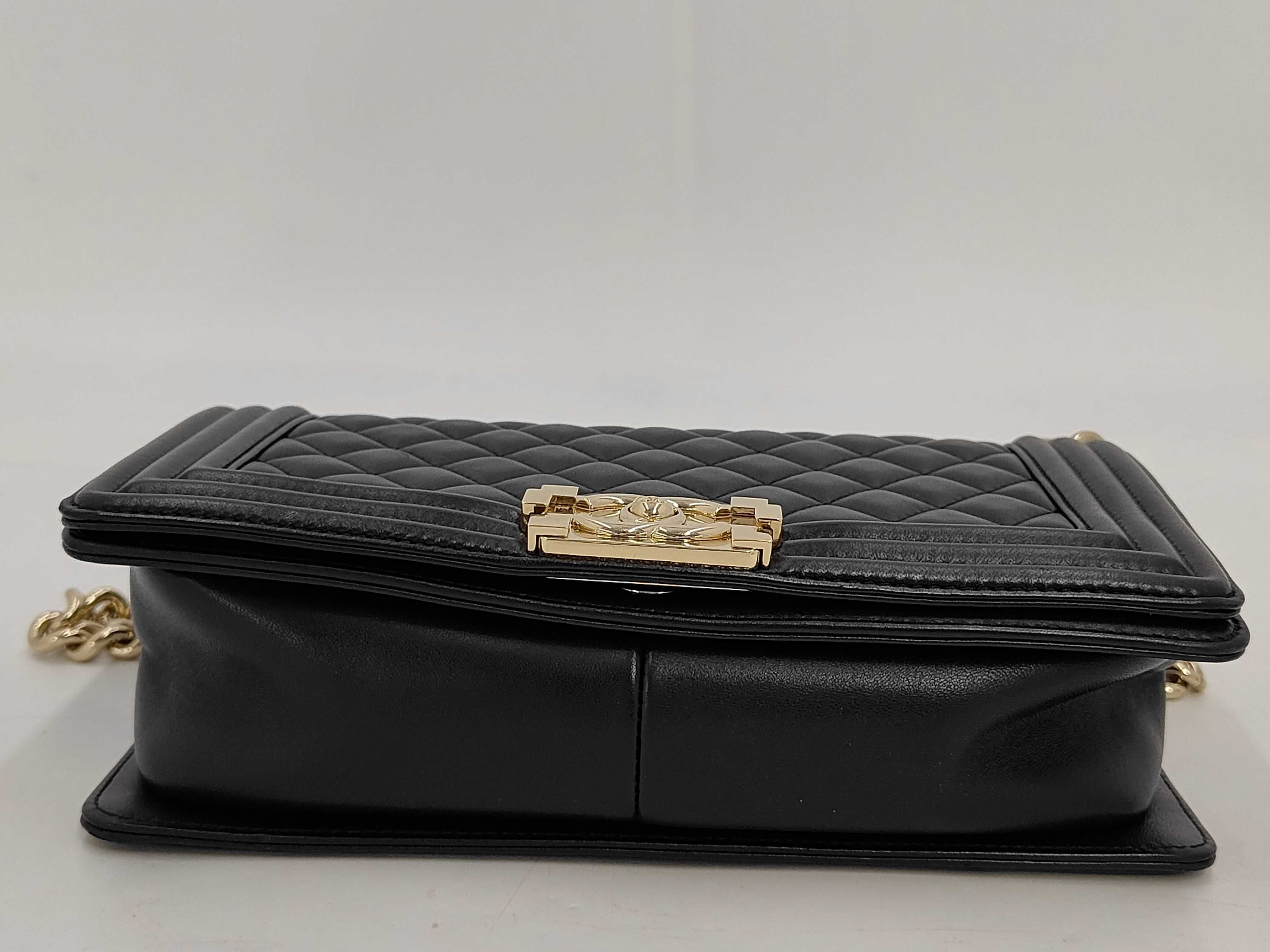 Boy Chanel Lambskin Chain Shoulder Bag, Black with Gold Hardware, with original seal, item number 22. — view 4