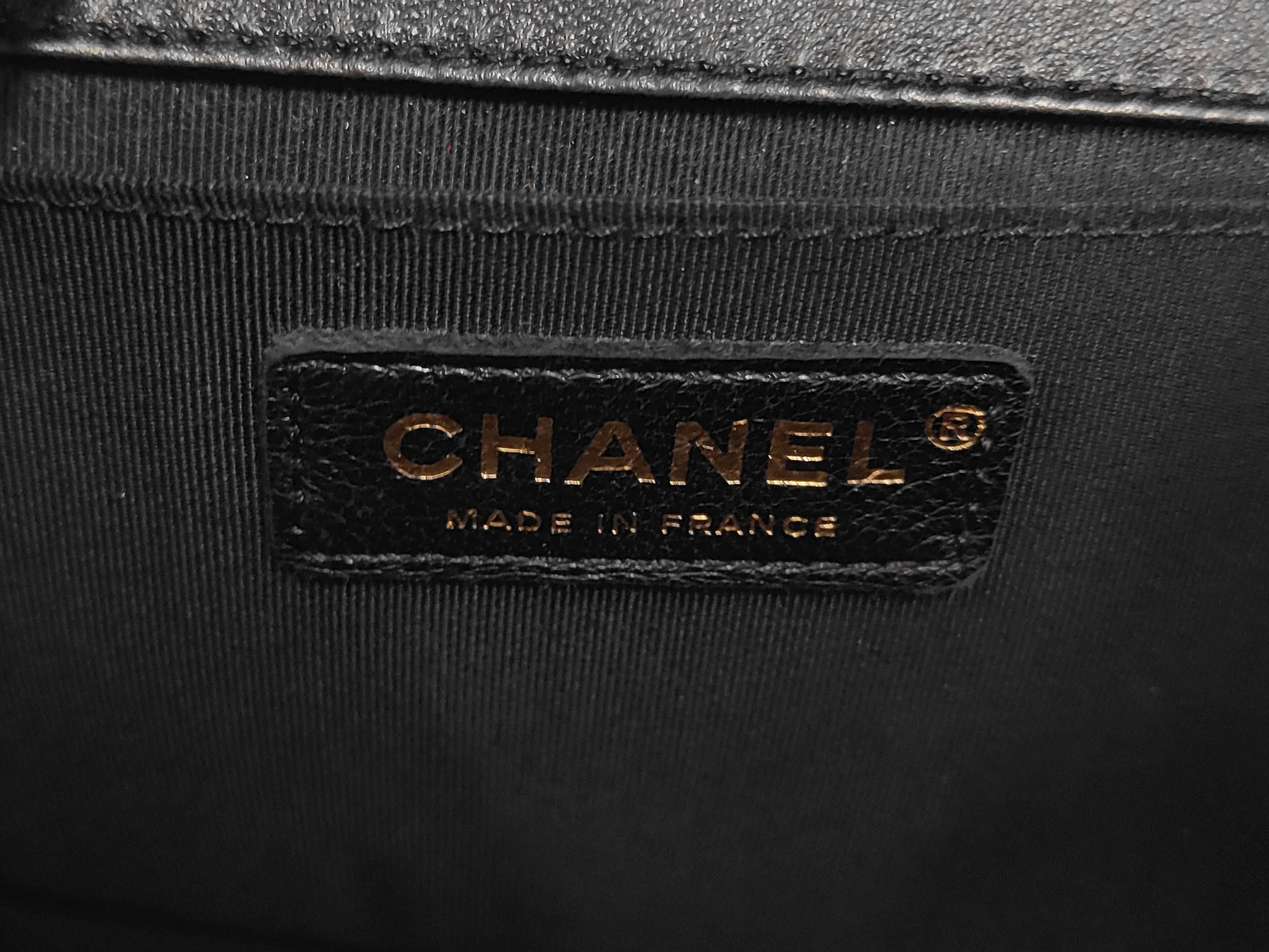 Boy Chanel Lambskin Chain Shoulder Bag, Black with Gold Hardware, with original seal, item number 22. — view 9