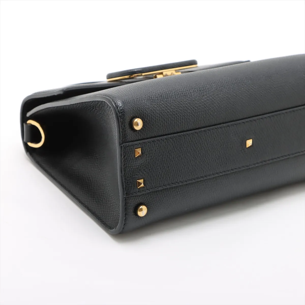 V Sling Leather x Studs 2WAY Handbag Black — view 4