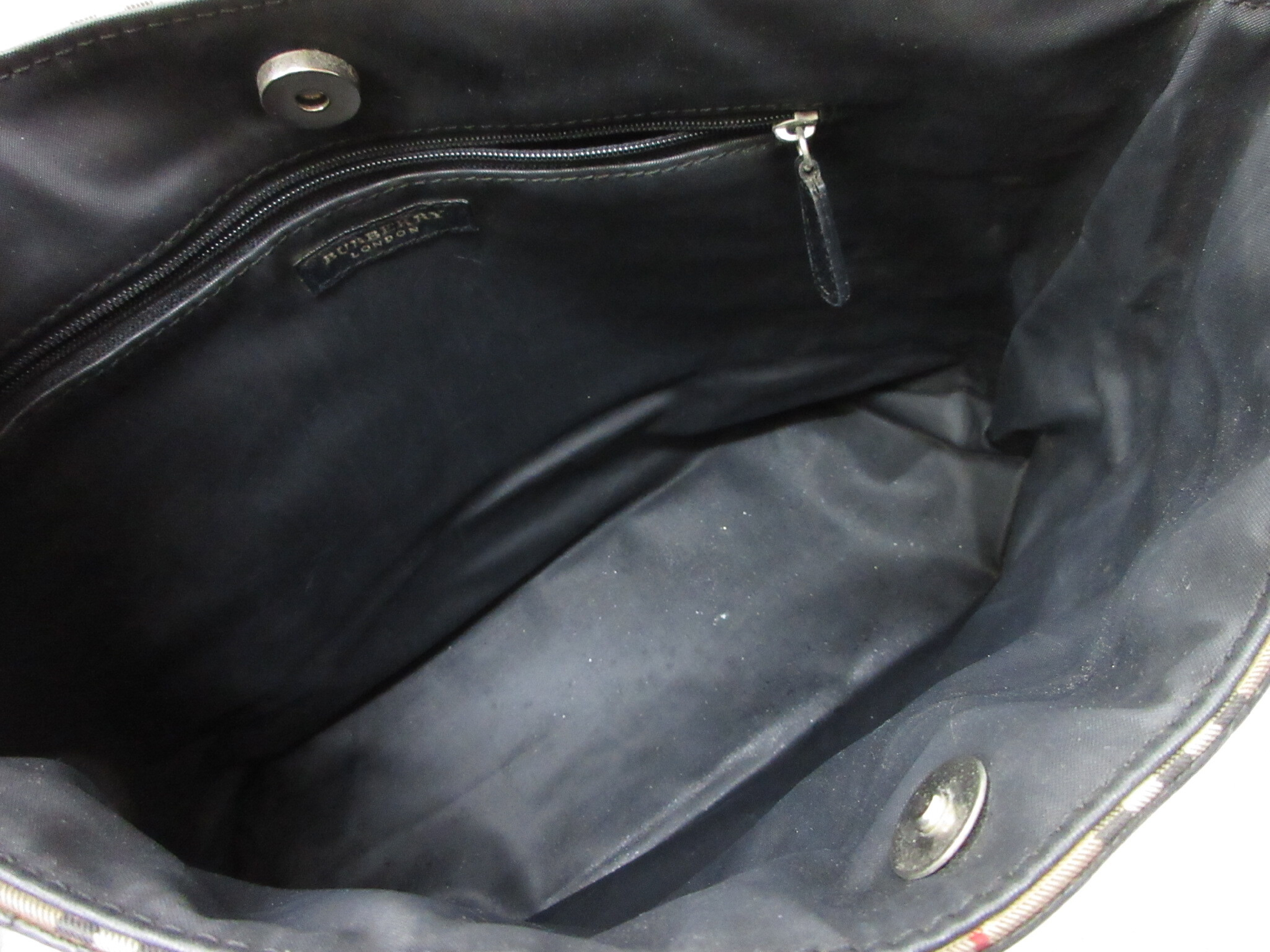 Check Nylon Leather Handbag Tote Bag — view 6
