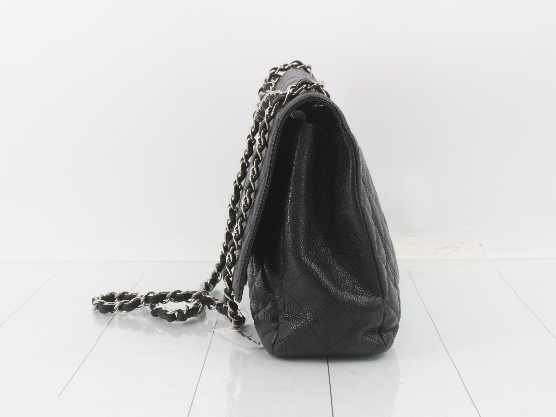 Matelassé Caviar Skin Double Chain Shoulder Bag — view 3