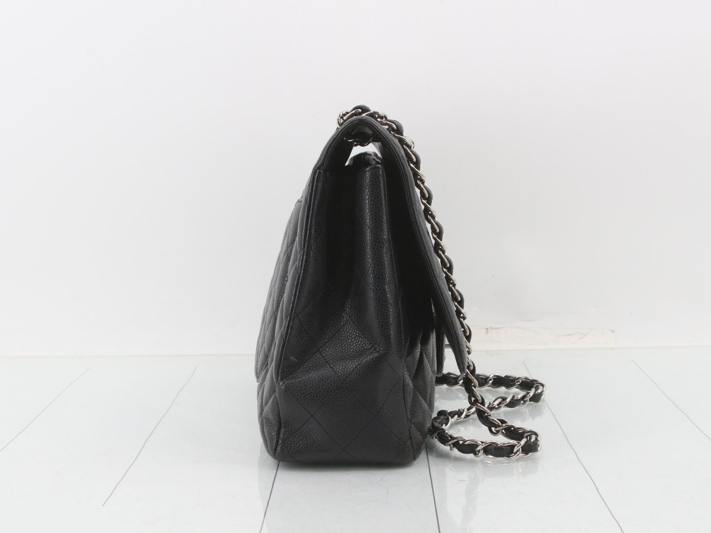 Matelassé Caviar Skin Double Chain Shoulder Bag — view 4