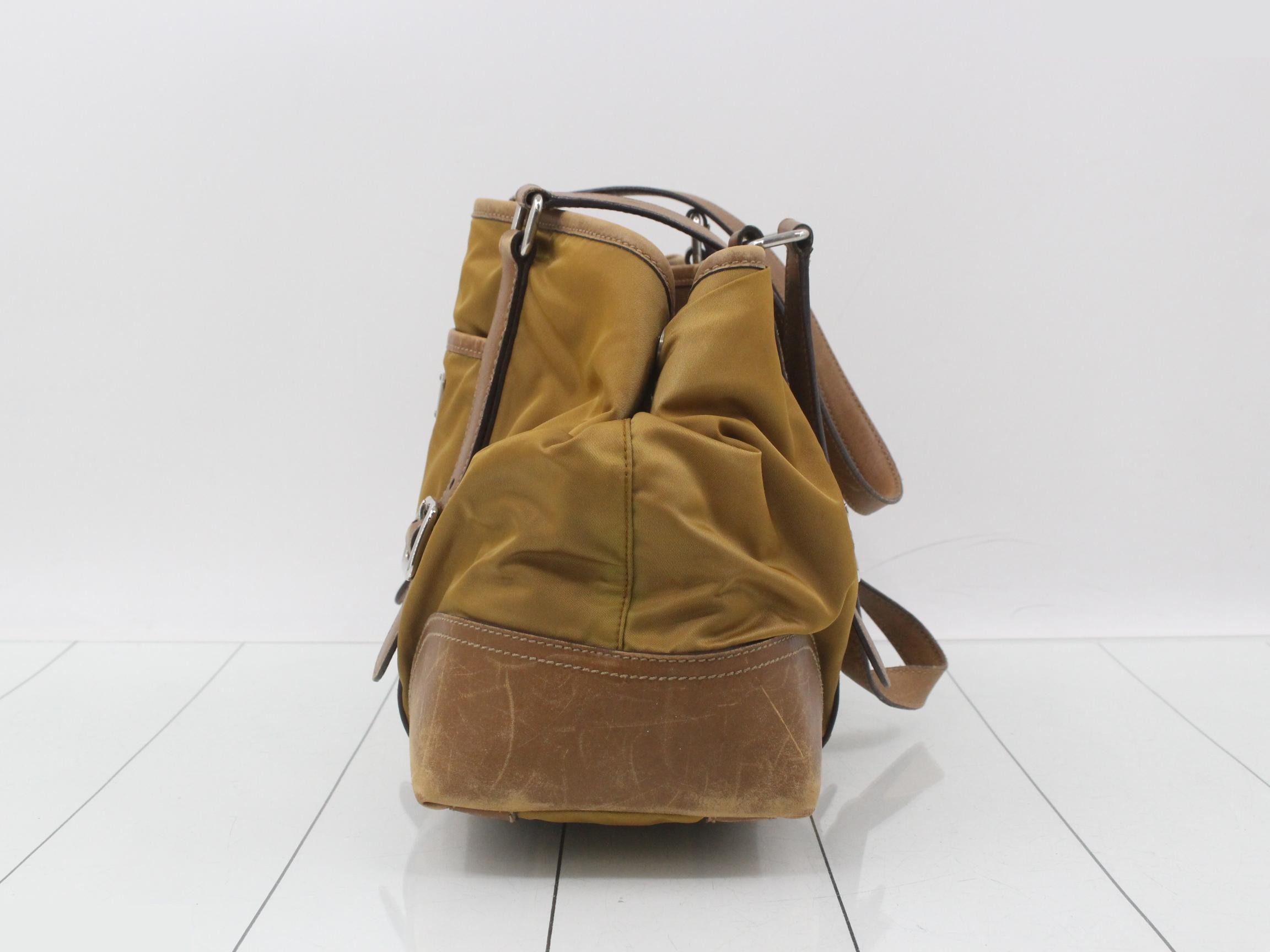 Nylon/Leather Triangle Plate Semi-Shoulder Bag — view 3