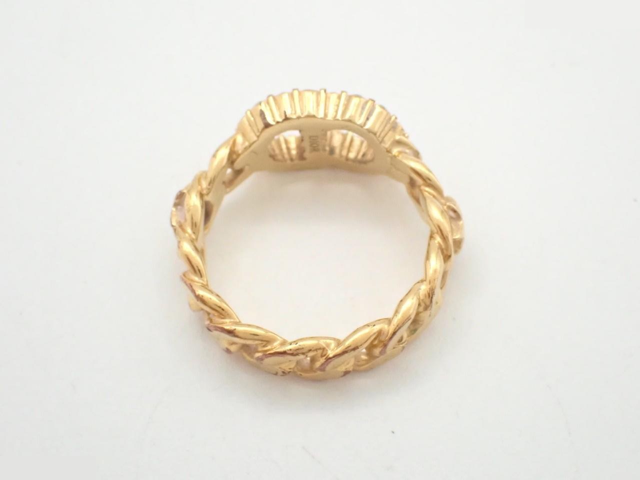 CD logo rhinestone star gold chain motif ring — view 3