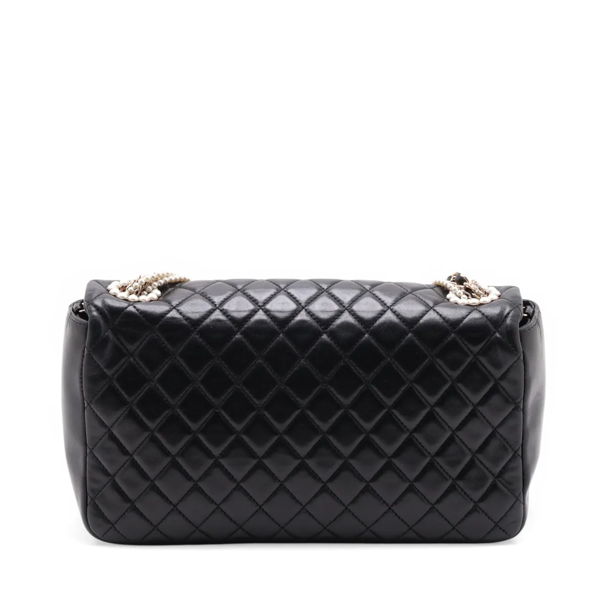Matelassé Lambskin Single Flap Single Chain Bag, Black with Gold Hardware, 17746531, Serial Number 17 — view 2