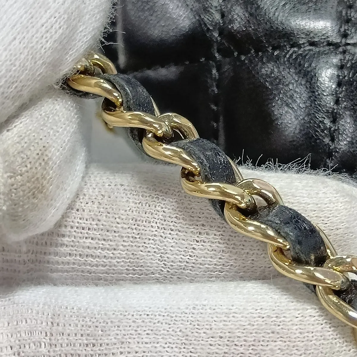 Matelassé Lambskin Single Flap Single Chain Bag, Black with Gold Hardware, 17746531, Serial Number 17 — view 13
