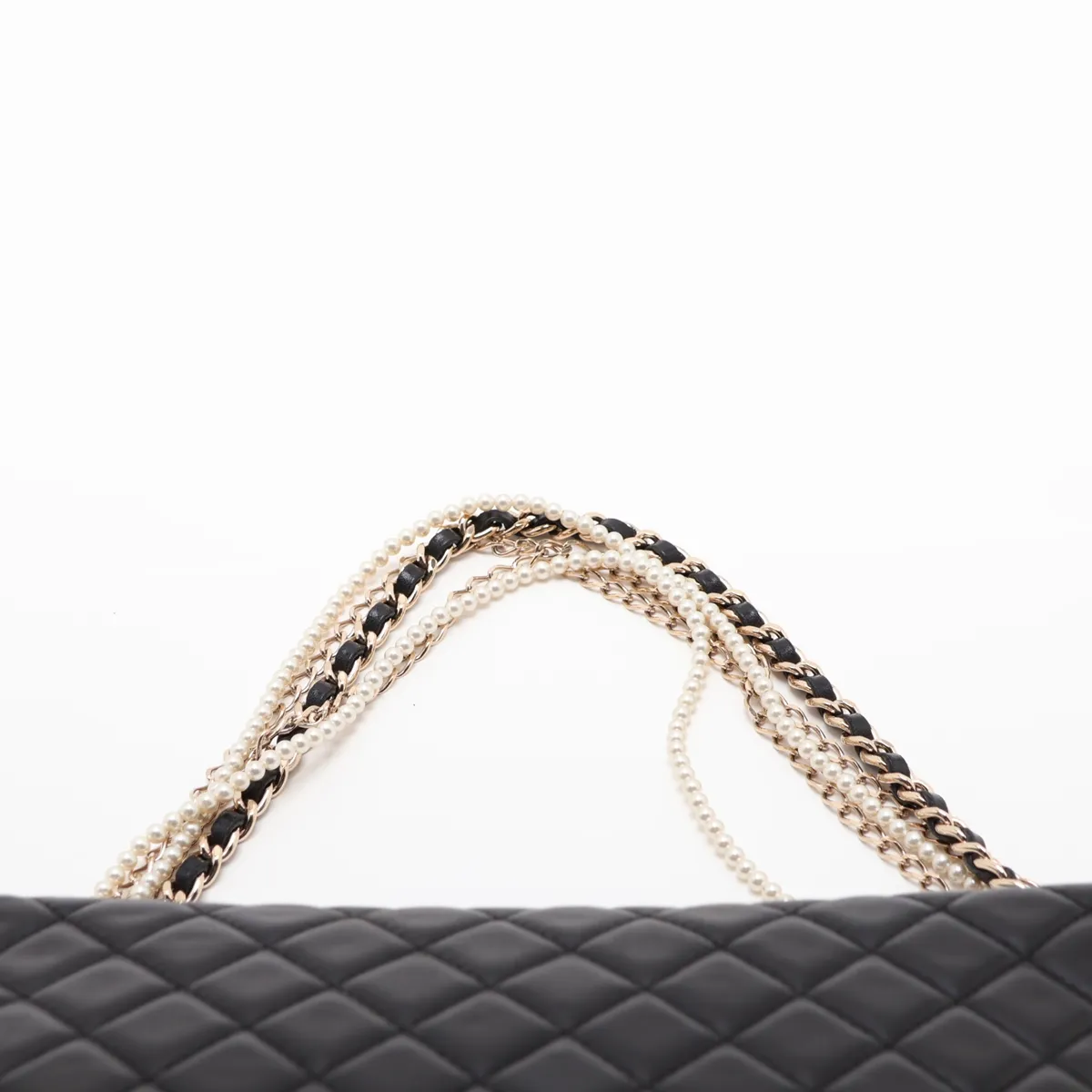 Matelassé Lambskin Single Flap Single Chain Bag, Black with Gold Hardware, 17746531, Serial Number 17 — view 6