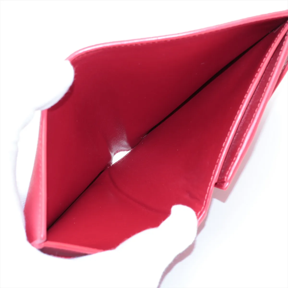 Medium Strap Leather Compact Wallet Red — view 4