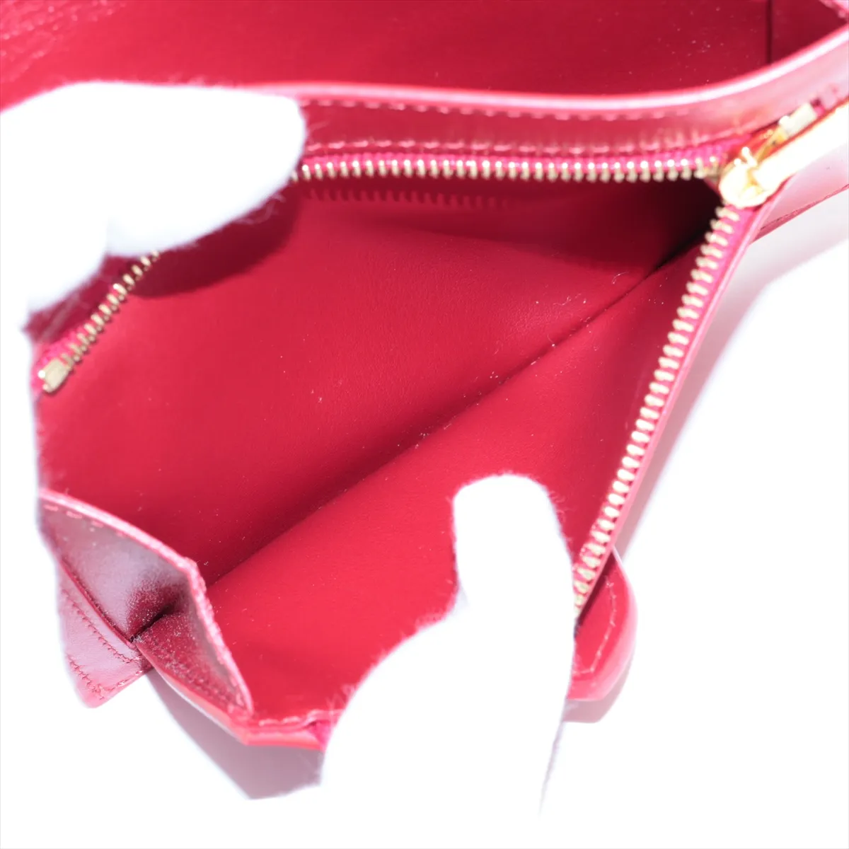 Medium Strap Leather Compact Wallet Red — view 7