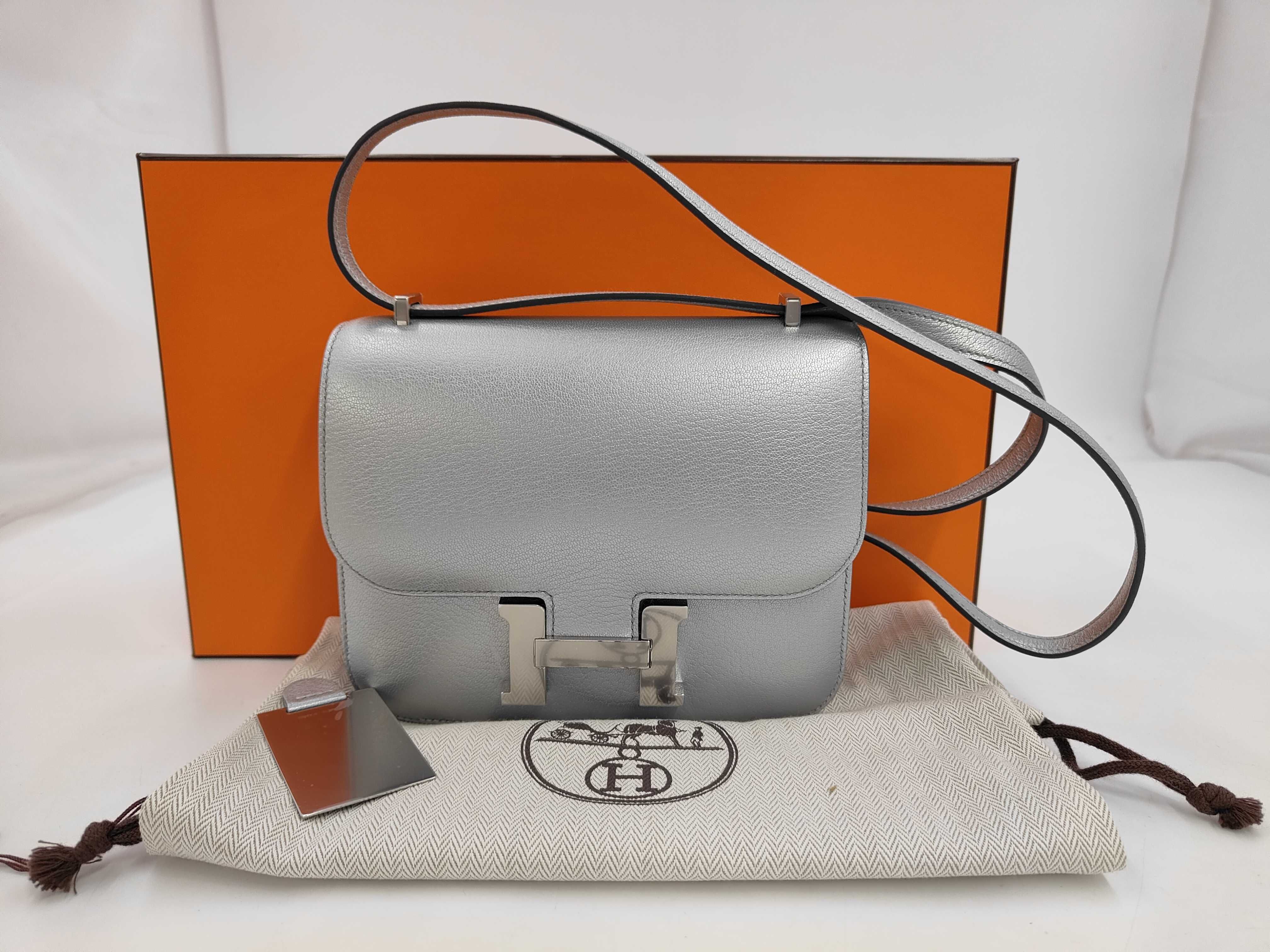 Constance Mini Chevre Argent Silver Hardware G Stamp Shoulder Bag