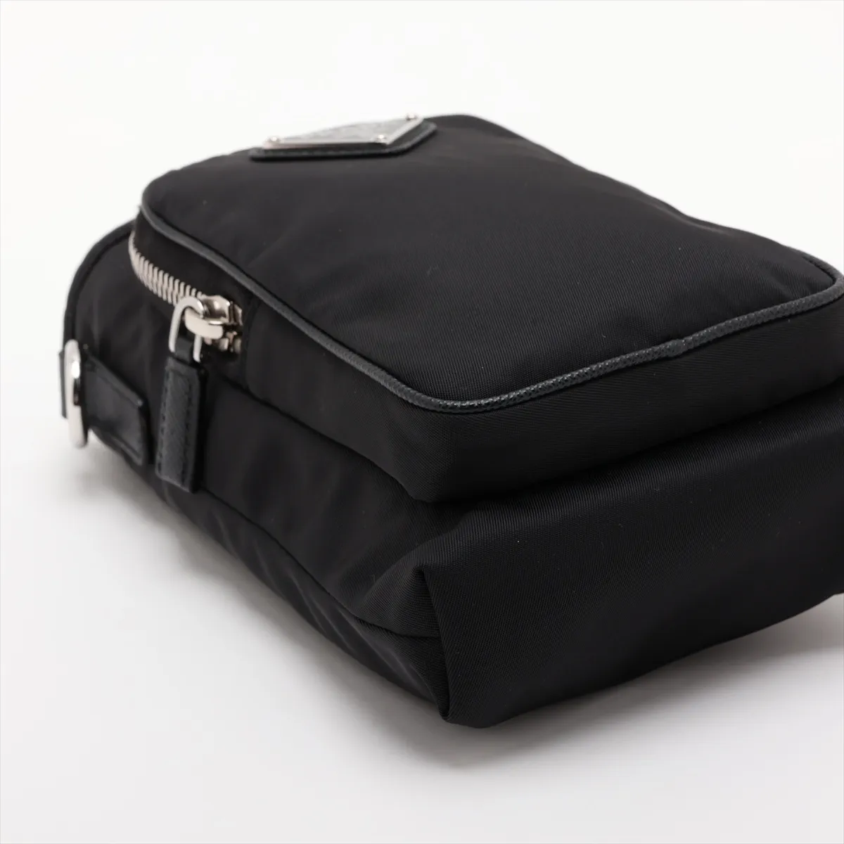 Tessuto Nylon x Leather Shoulder Bag, Black, 2ZH155 — view 4