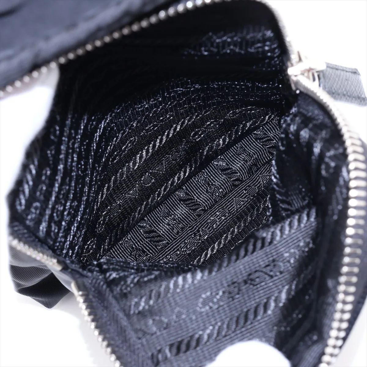 Tessuto Nylon x Leather Shoulder Bag, Black, 2ZH155 — view 7