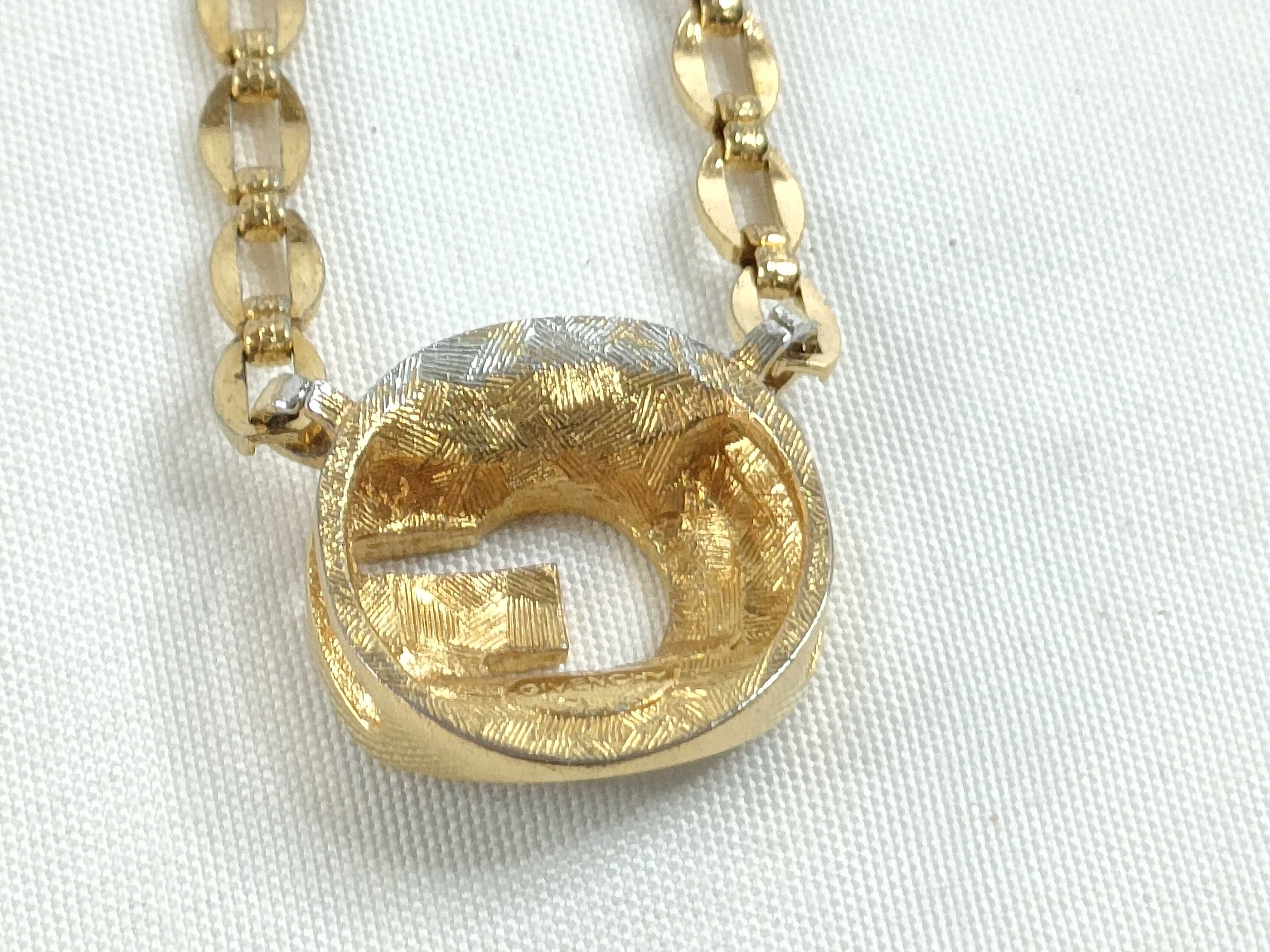 G Logo Circle Rhinestone Gold Necklace — view 2