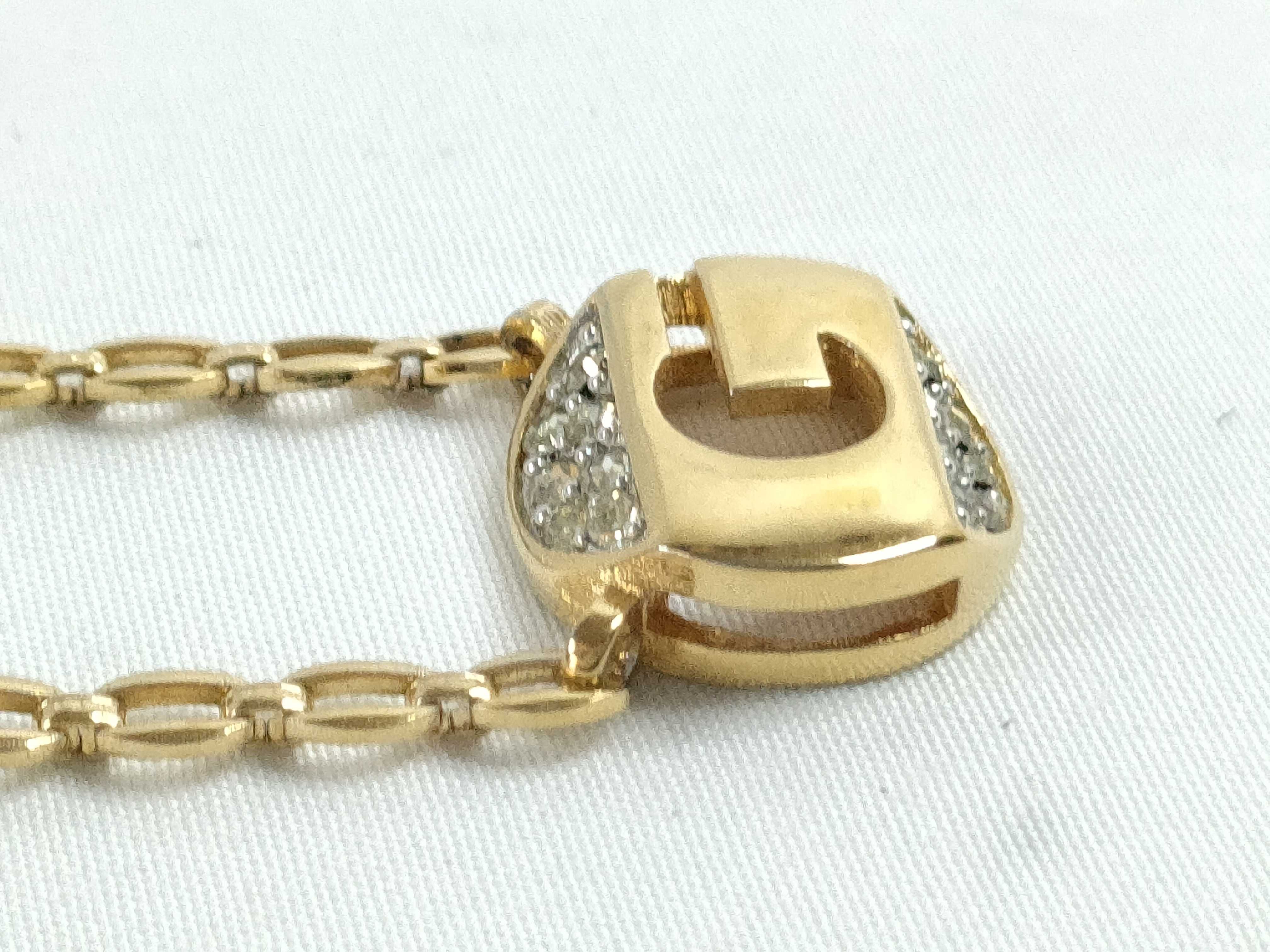 G Logo Circle Rhinestone Gold Necklace — view 4