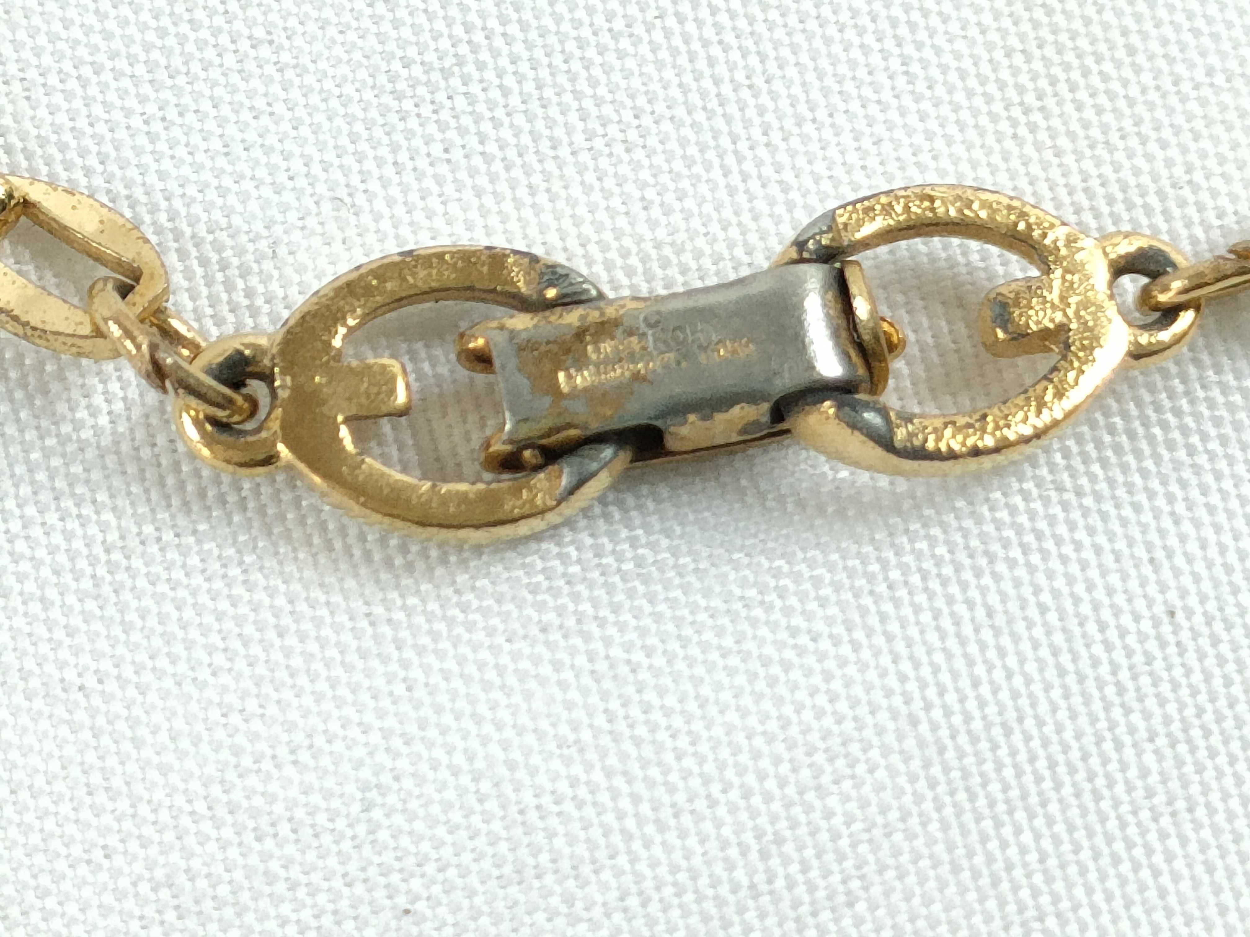 G Logo Circle Rhinestone Gold Necklace — view 7