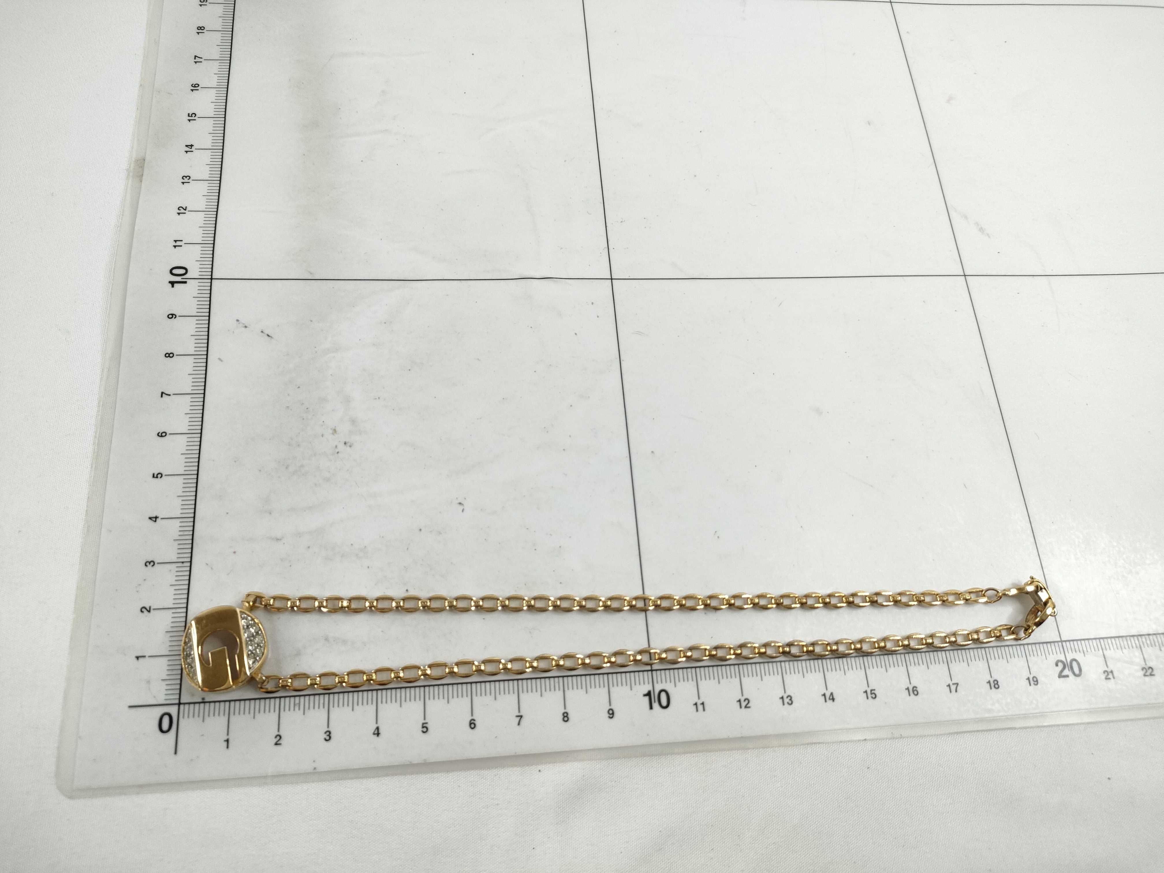 G Logo Circle Rhinestone Gold Necklace — view 9
