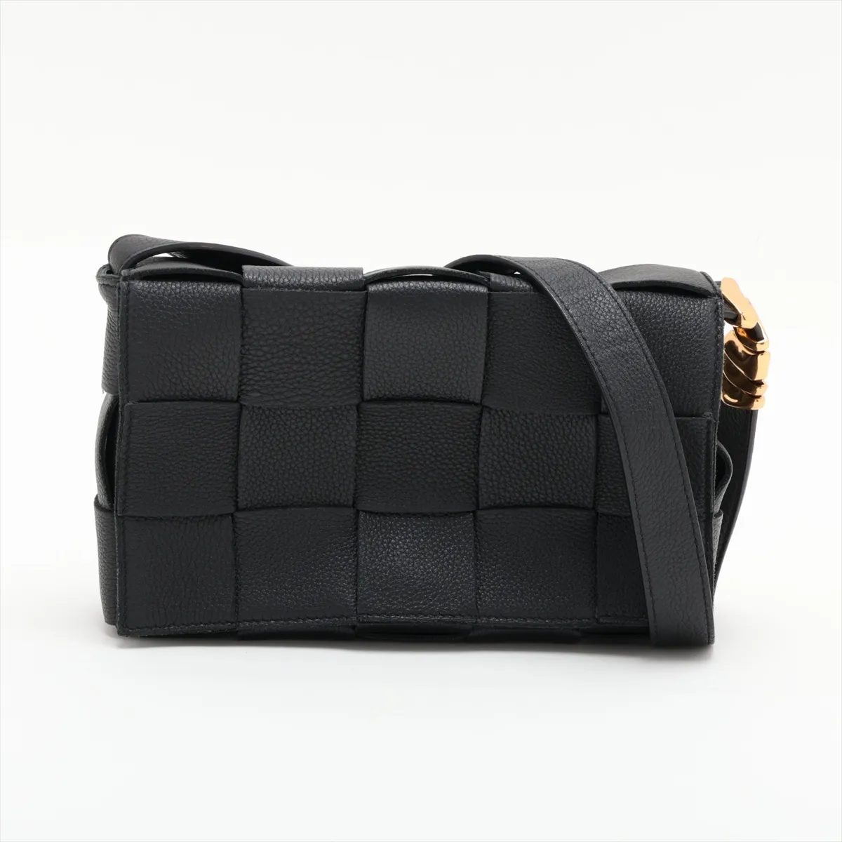 Maxi Intrecciato Cassette Leather Shoulder Bag, Black