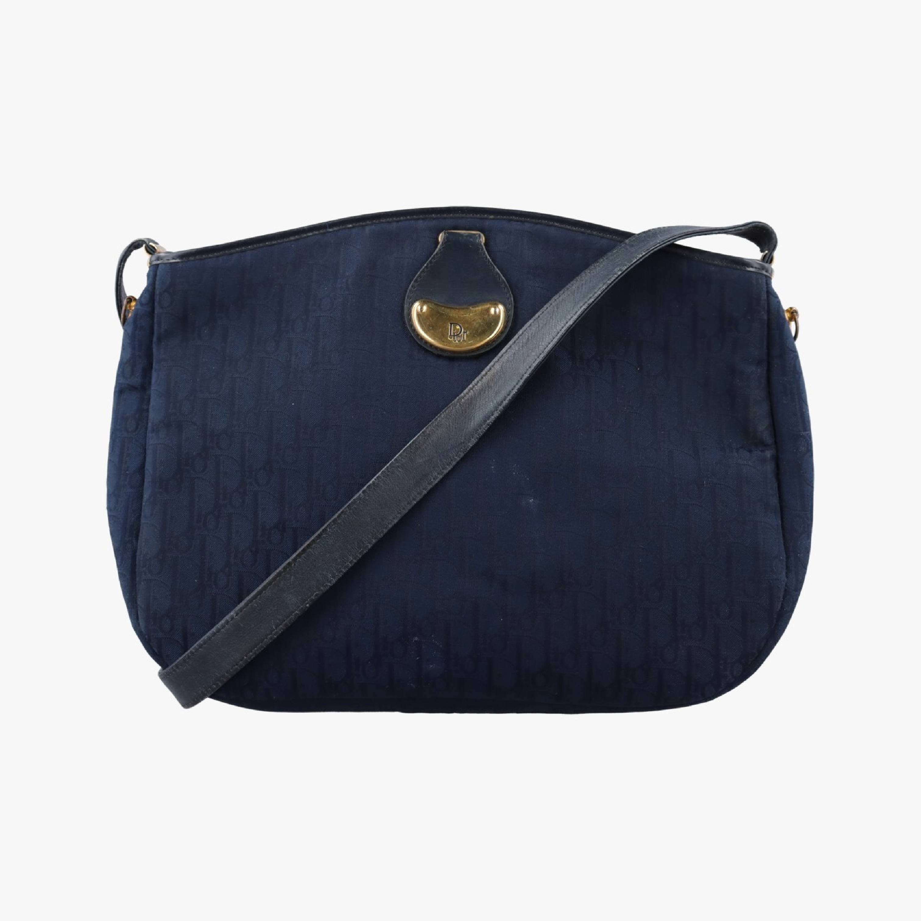 Trotter Navy Jacquard Canvas x Leather Shoulder Bag