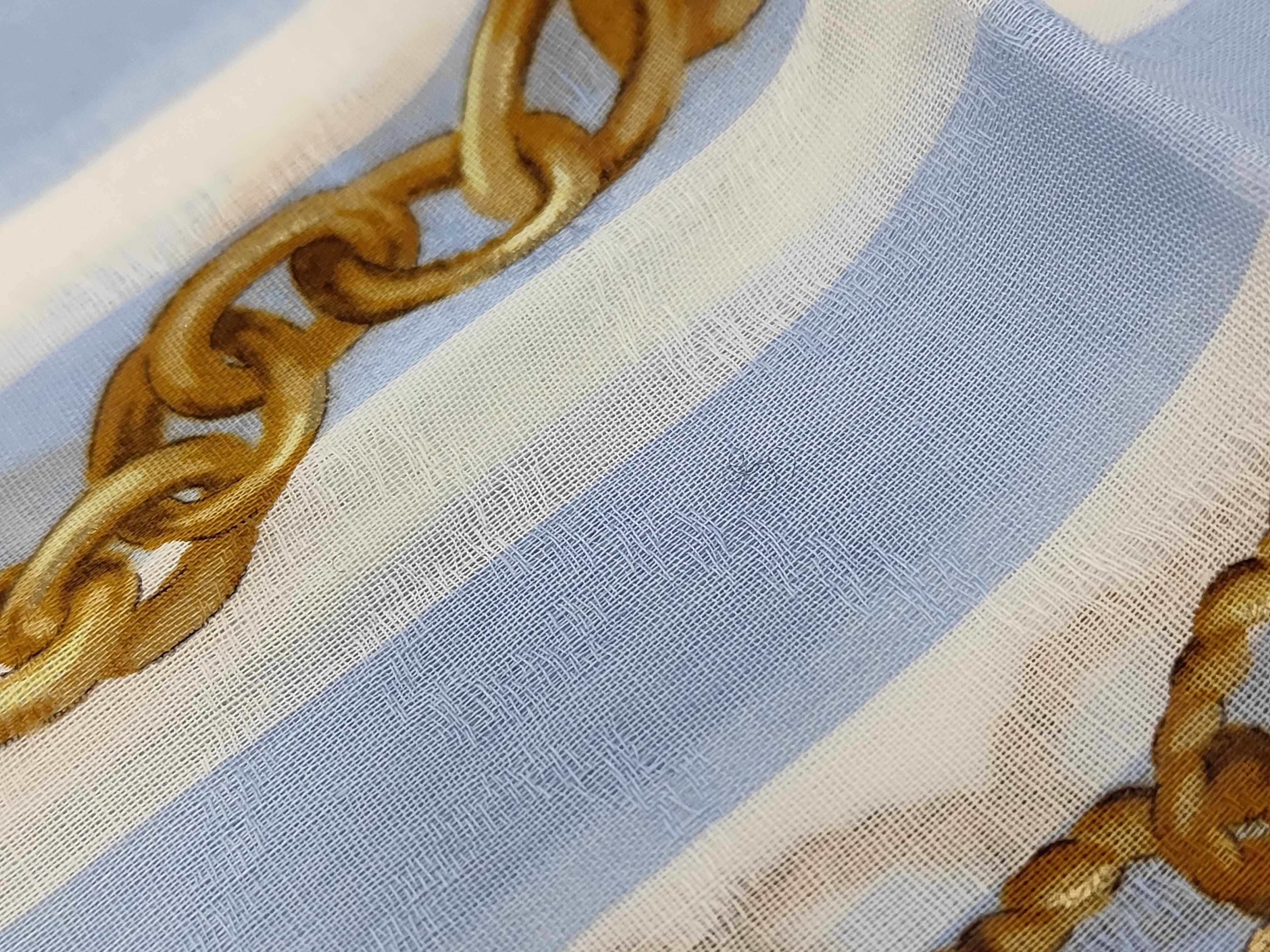 handkerchief scarf with sticker, linen blend, macadam chain, coin, and other accessories. — view 6