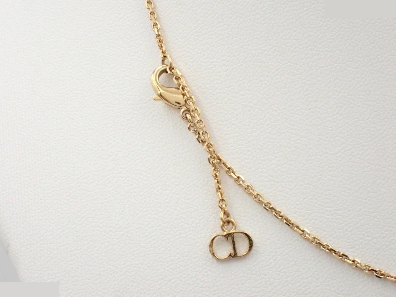 CD logo rhinestone faux pearl necklace, neck circumference approximately 42cm — view 2