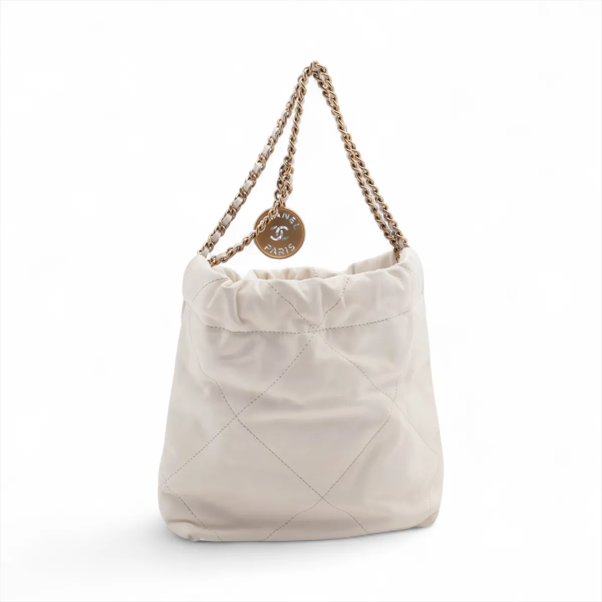 22 Mini Shiny Calfskin Chain Shoulder Bag White Gold Hardware X90A325K Random Plate AS3980 — view 2