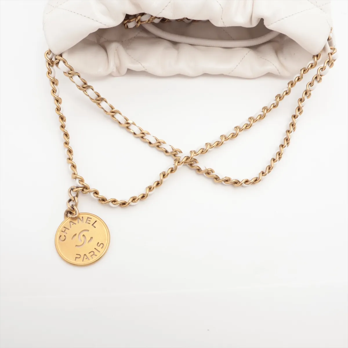 22 Mini Shiny Calfskin Chain Shoulder Bag White Gold Hardware X90A325K Random Plate AS3980 — view 5