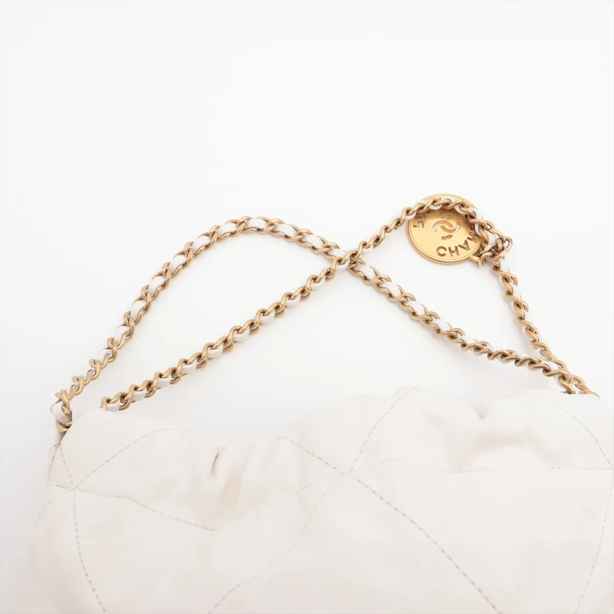 22 Mini Shiny Calfskin Chain Shoulder Bag White Gold Hardware X90A325K Random Plate AS3980 — view 6