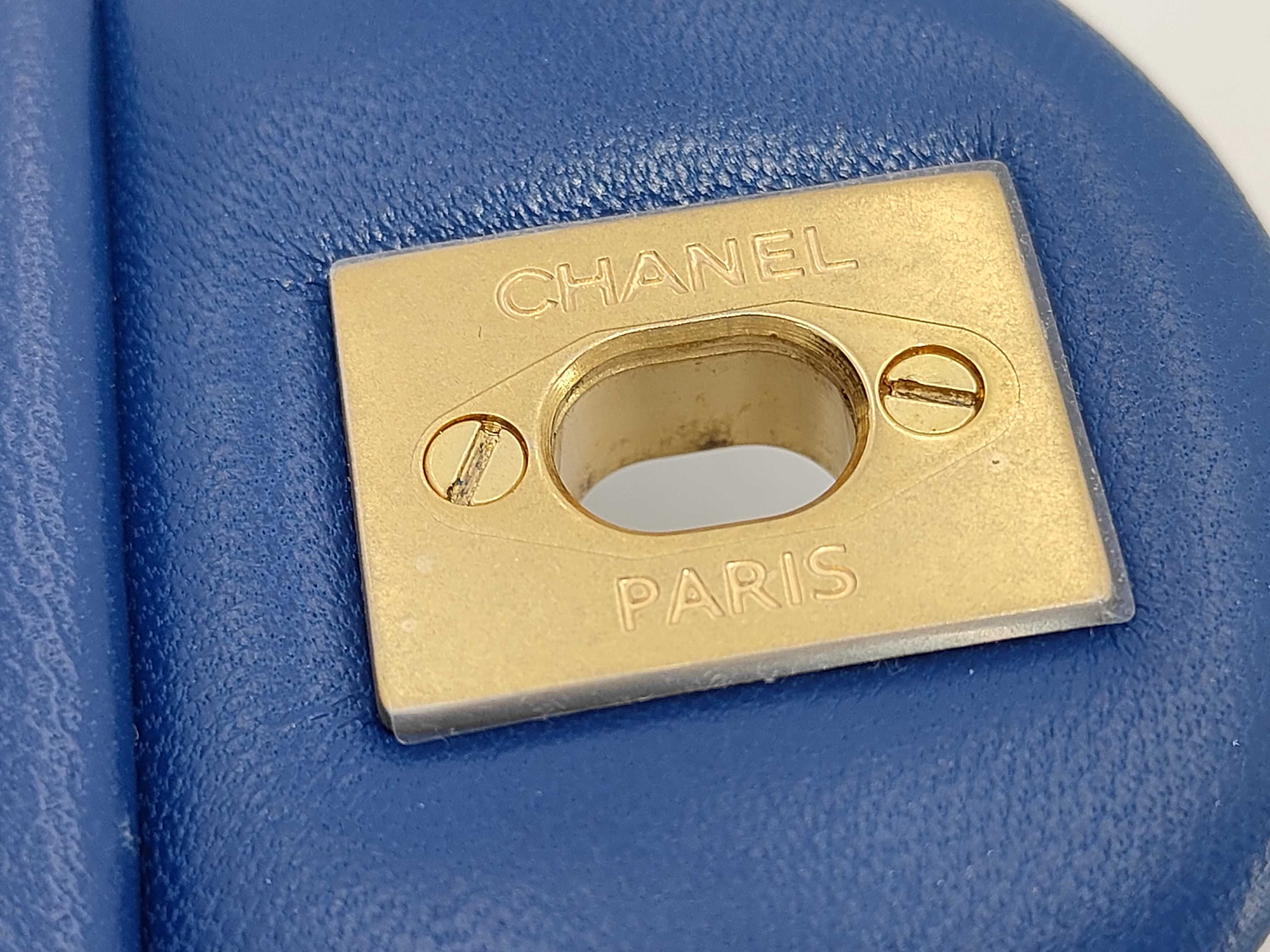 Mini Matelassé Coco Ball Chain Shoulder Bag, Lambskin, Blue, Gold Hardware. — view 13