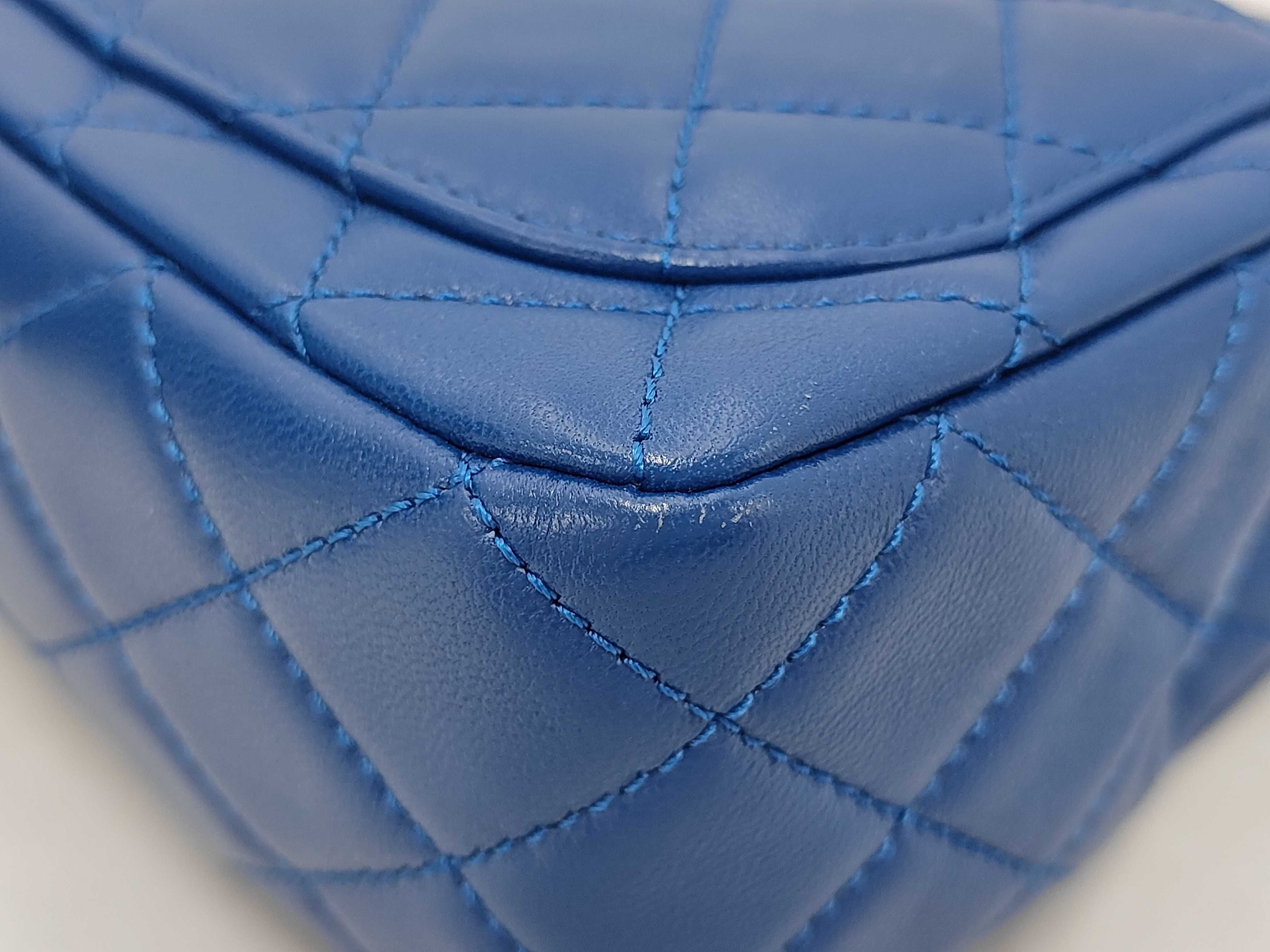 Mini Matelassé Coco Ball Chain Shoulder Bag, Lambskin, Blue, Gold Hardware. — view 4