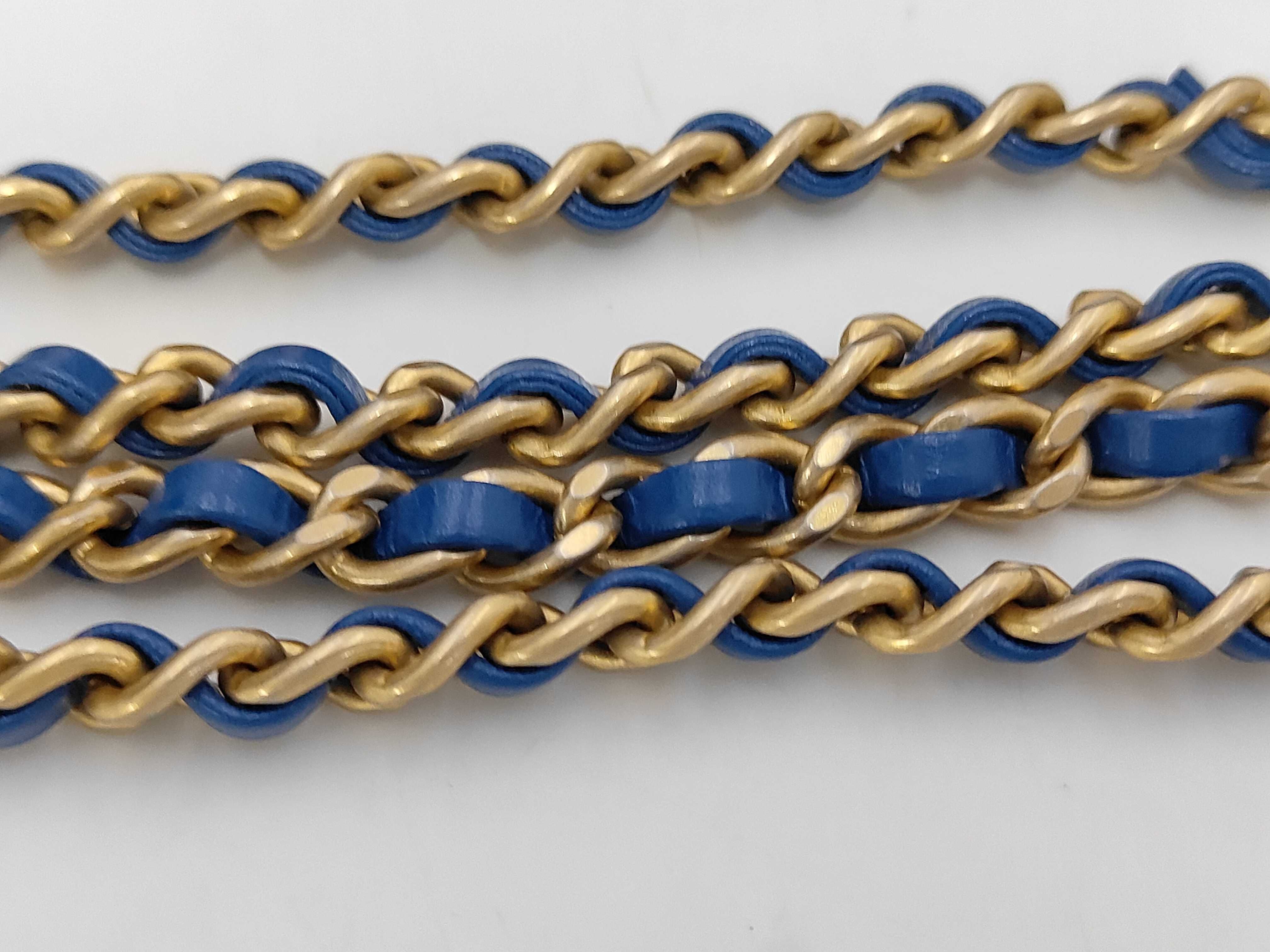 Mini Matelassé Coco Ball Chain Shoulder Bag, Lambskin, Blue, Gold Hardware. — view 7