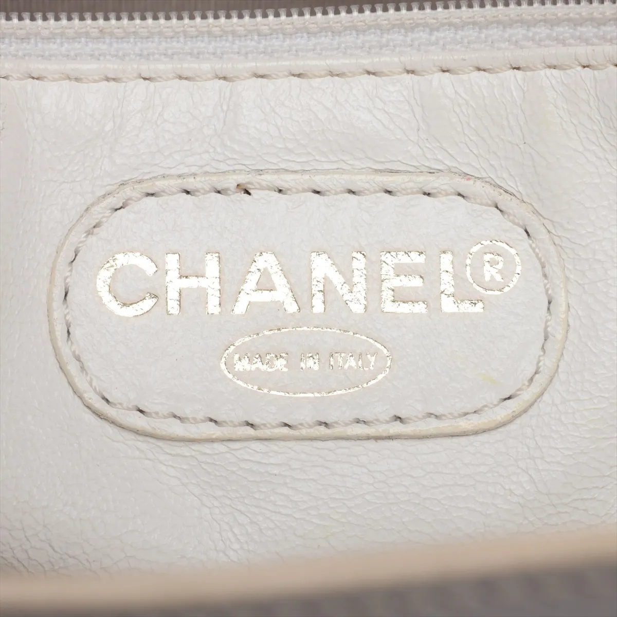 Logo Caviar Skin Tote Bag, White with Gold Hardware, 5580723, Series 5 — view 10