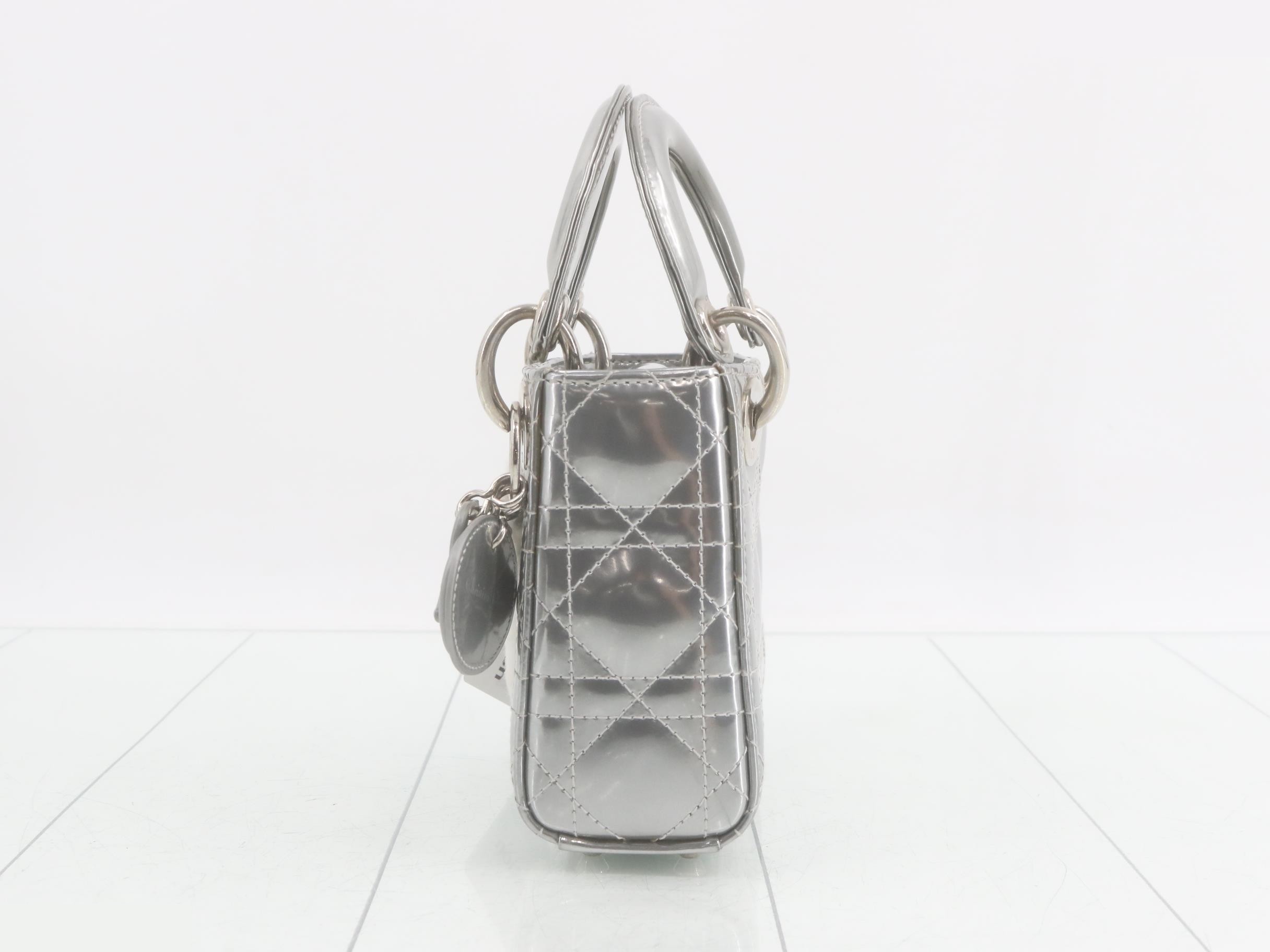 Baby Dior Lady 2-Way Handbag, Silver — view 3