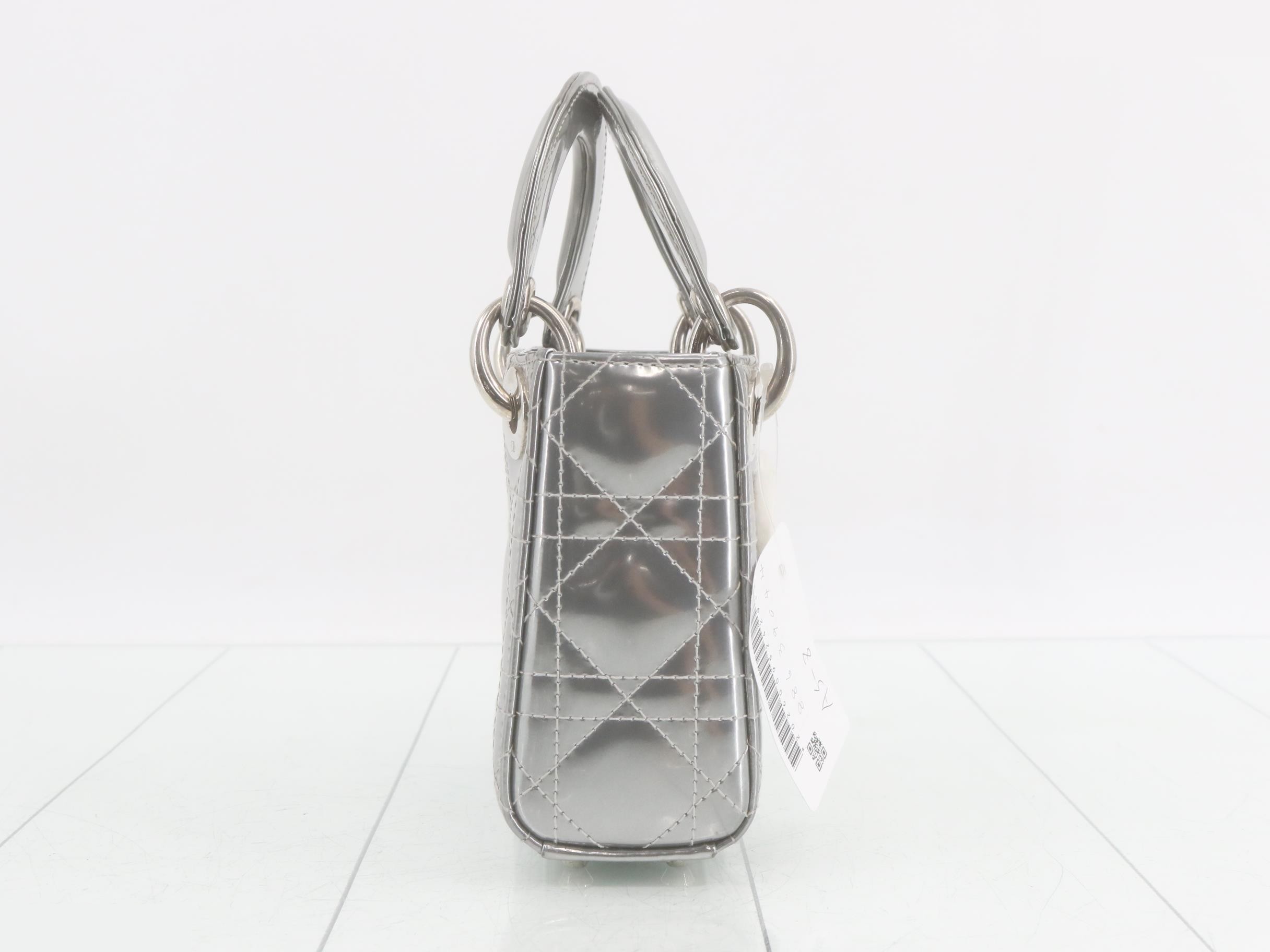 Baby Dior Lady 2-Way Handbag, Silver — view 4
