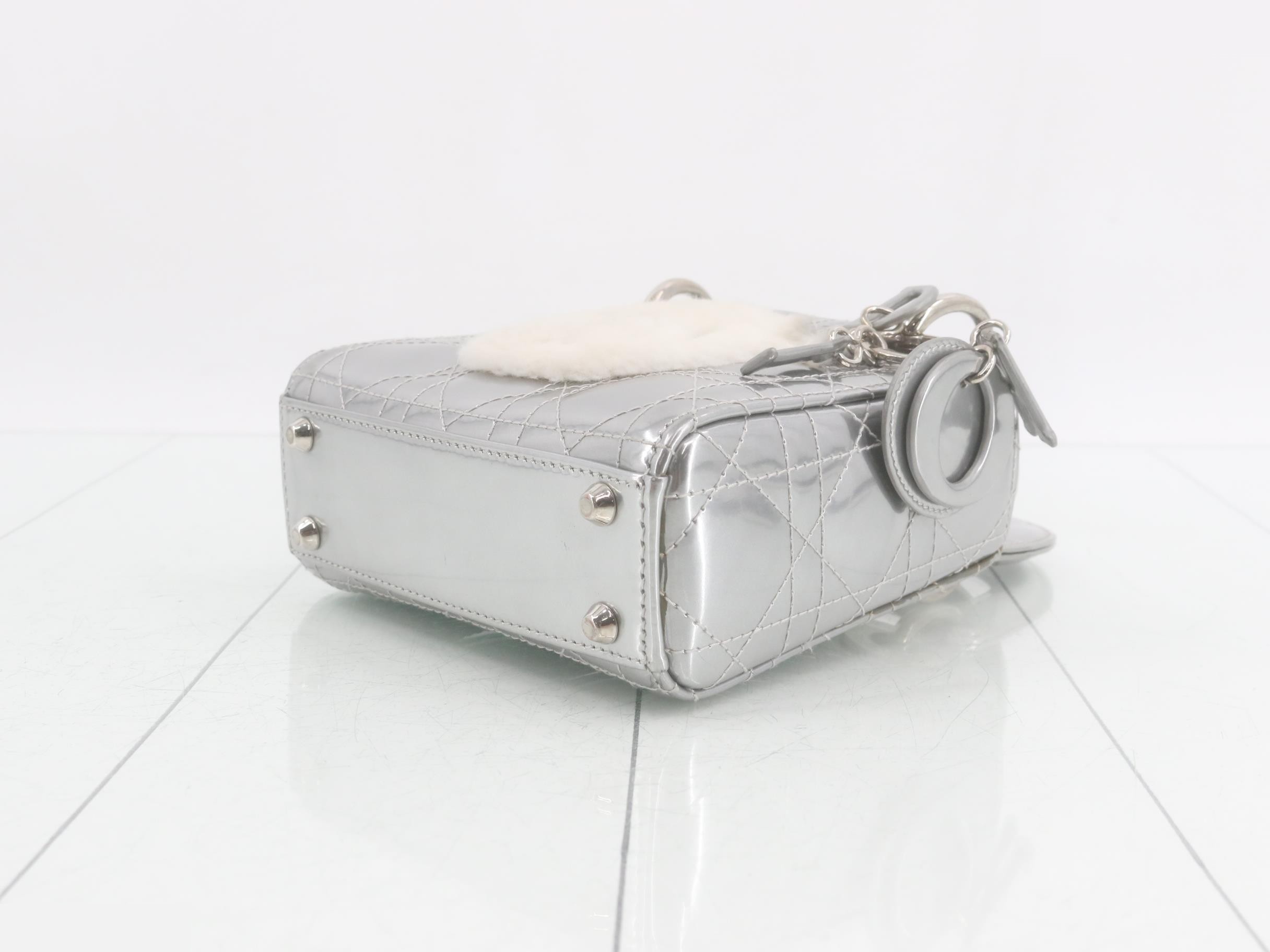 Baby Dior Lady 2-Way Handbag, Silver — view 6