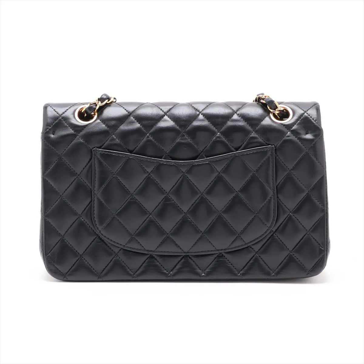 [Individually packaged] Chanel Matelassé 25 Lambskin Double Flap Double Chain Bag, Black with Gold Hardware, 1753611, Series 1, A01112 — view 2
